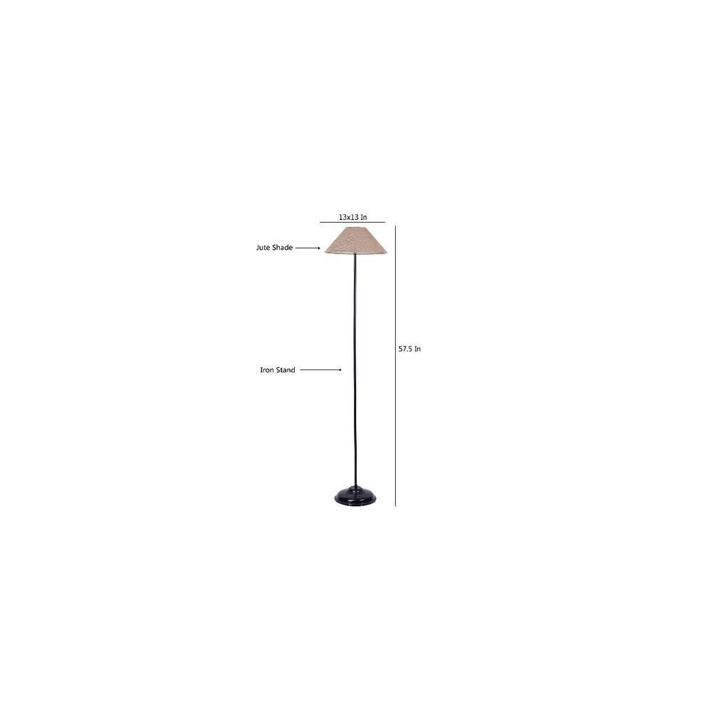 Sven Beige Natural Fiber Floor Lamp with Black Iron Base