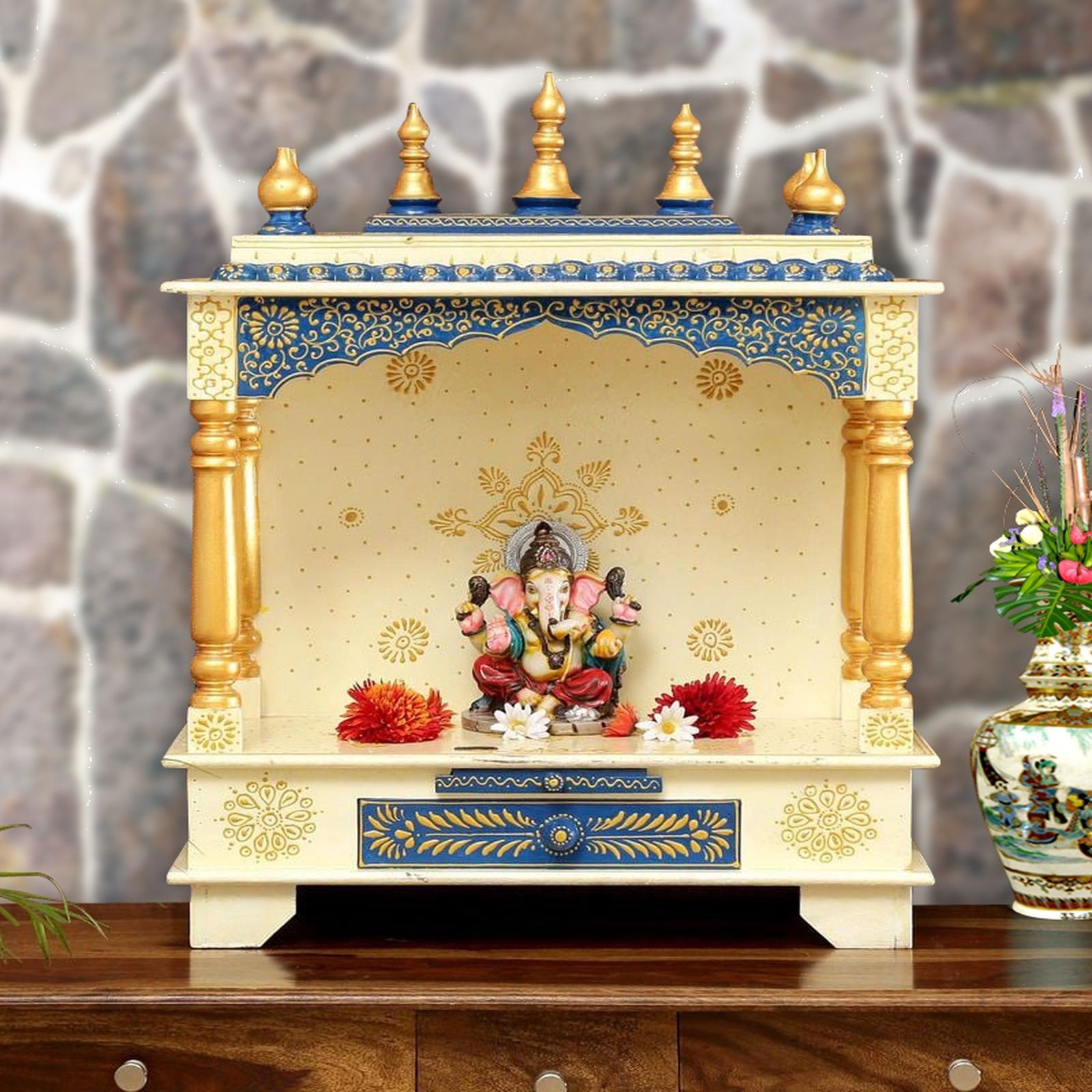 D'Dass Sheesham and Mdf Wooden Home Temple For Pooja Mandir For Home