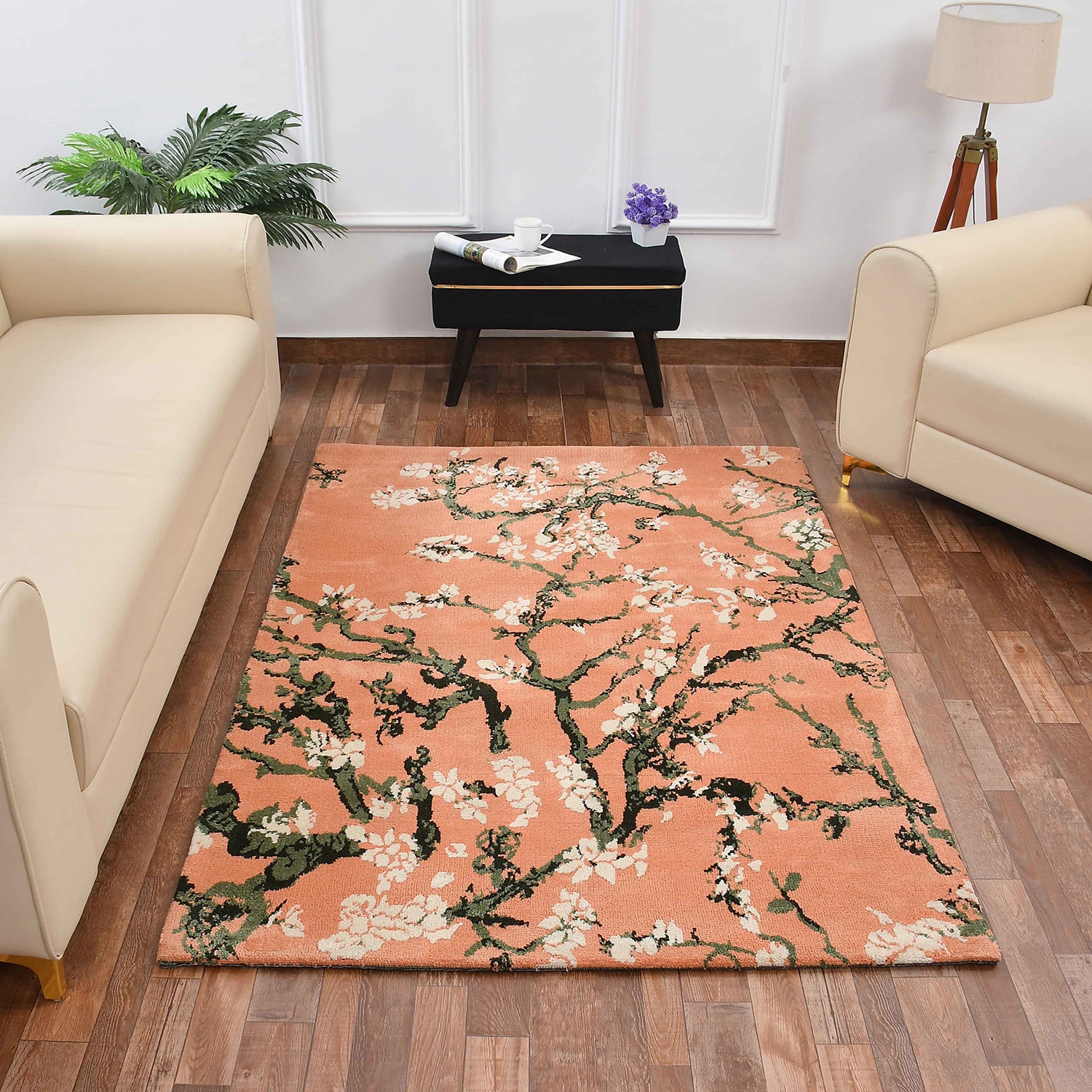 Multicolor Floral Machine Made Polyester 6 X 9 Feet Carpet