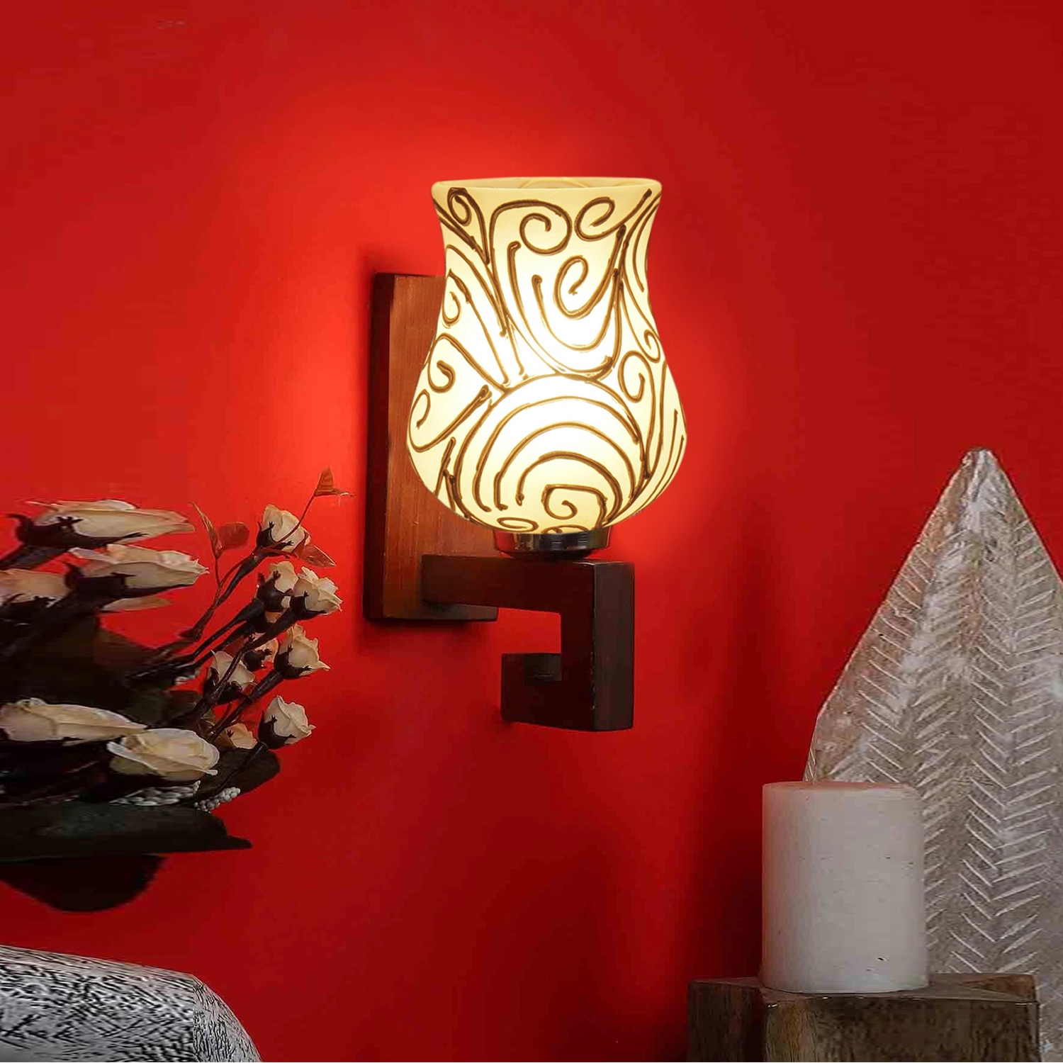 Devansh Solid Wood Electric Wall Light in Multi Colour with Multi Shade Count of 1 Light - Devansh
