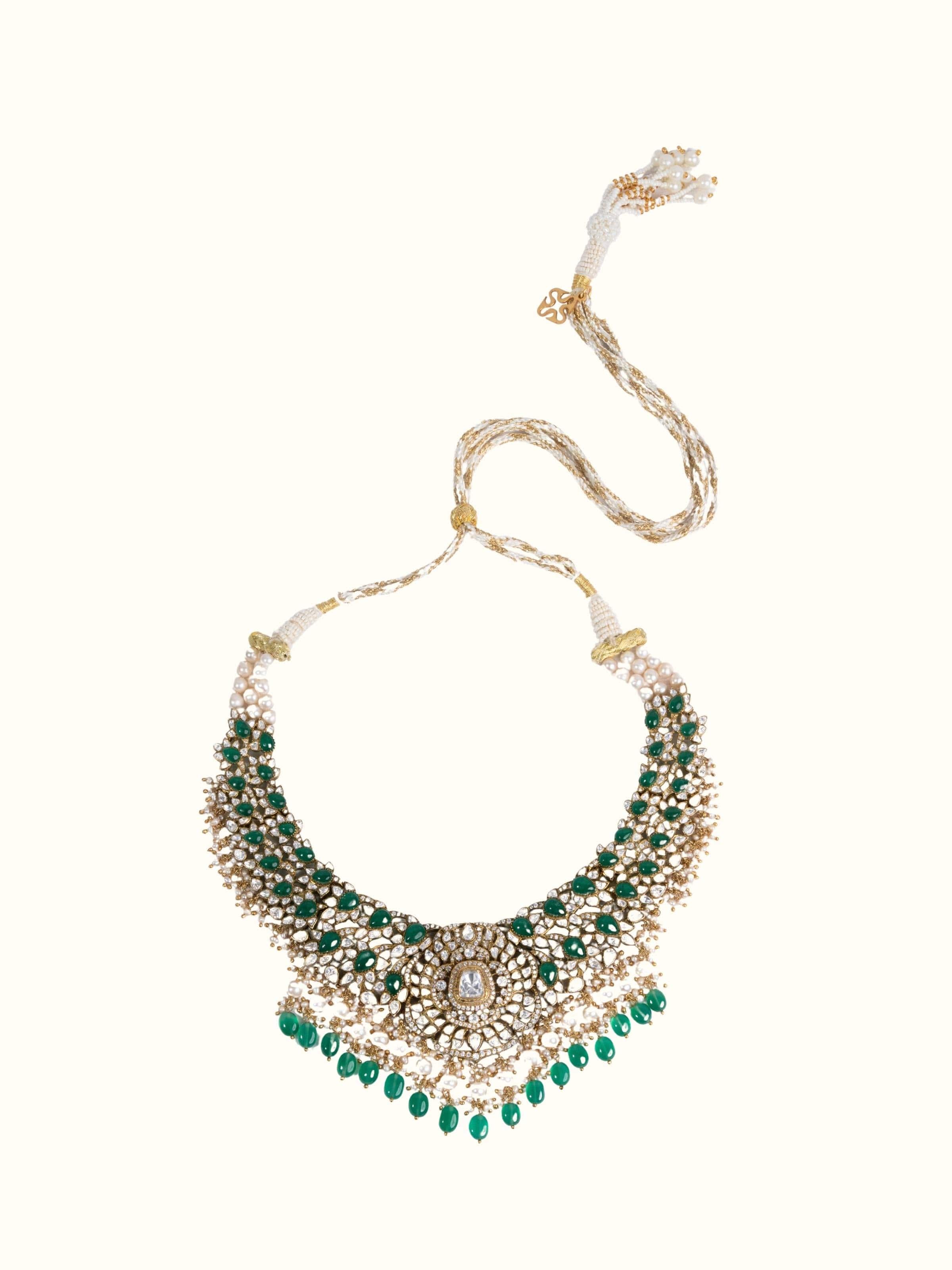 Dank Polki Silver Collar Necklace