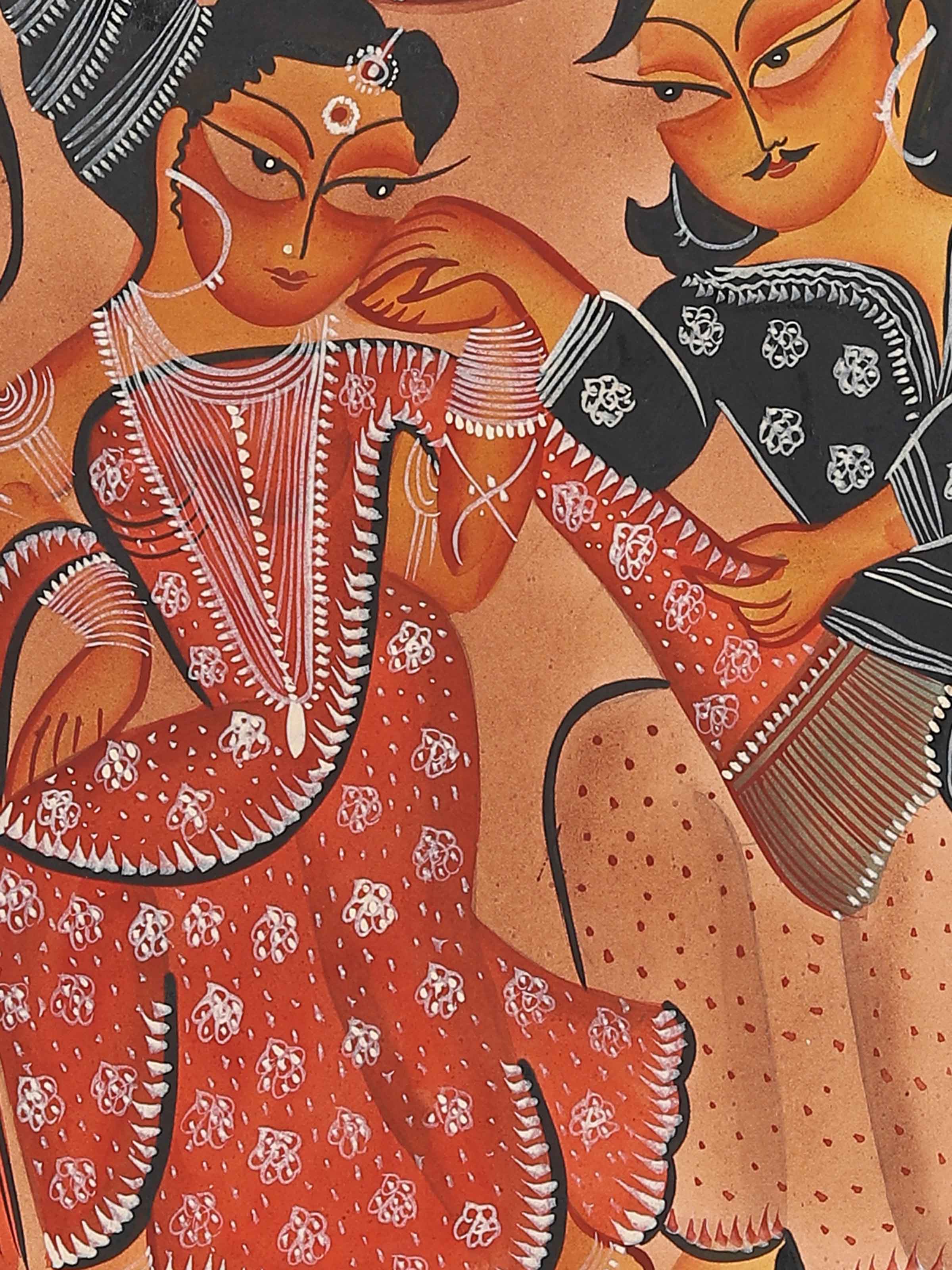 Detail shot of Babu Culture Kalighat Painting
