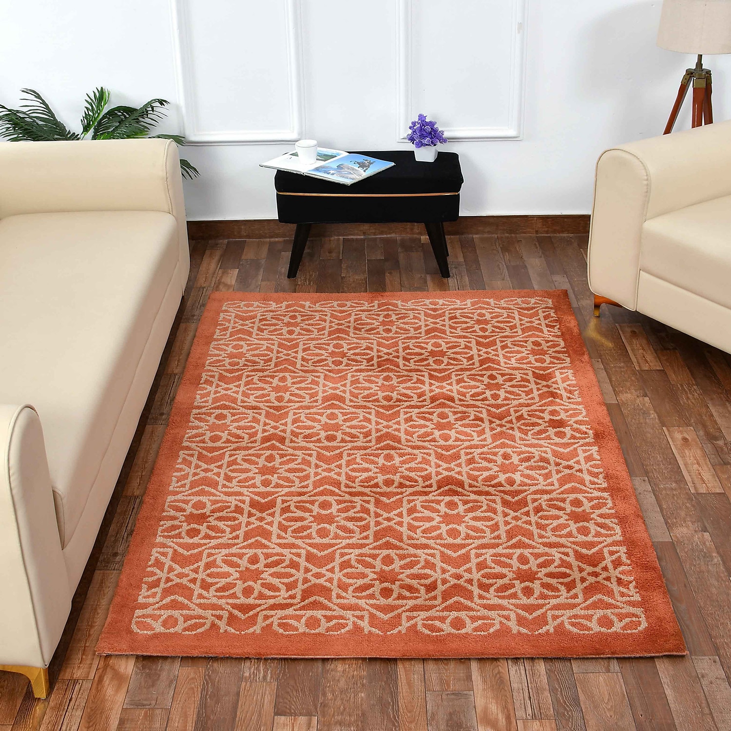 Multicolor Geometric Machine Made Polyester 5 X 7 Feet Carpet - Presto