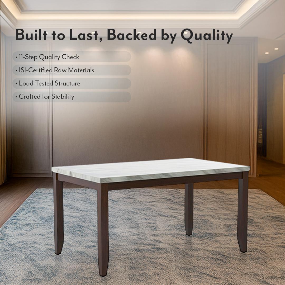 Matteo Stone 6 Seater Dining Table In Dark Walnut Finish