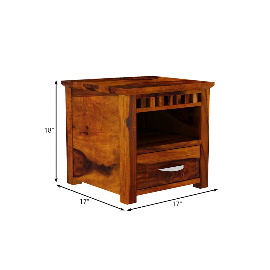 Prashiv Solid Wood Bedside Table in Honey Finish
