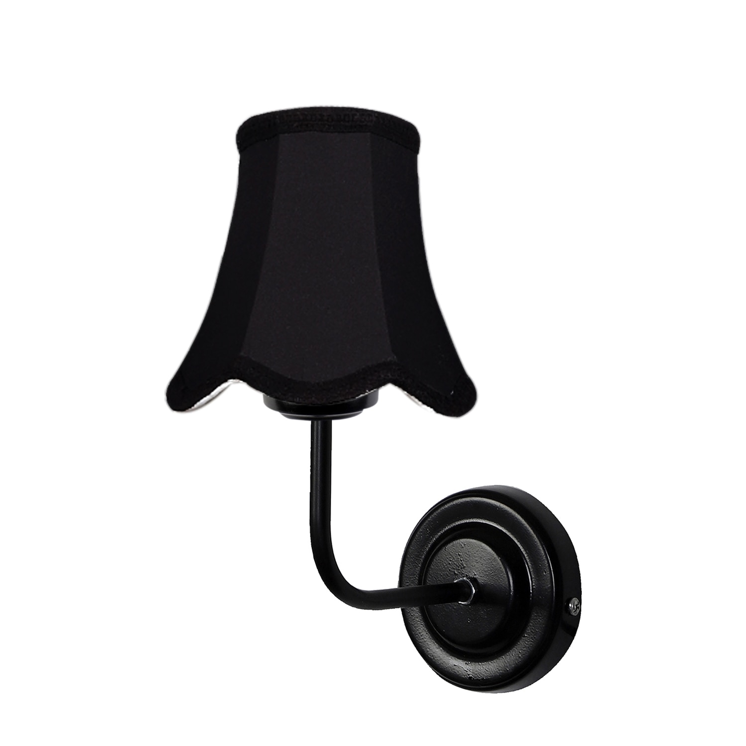 Devansh Black Wall Mounted Lamp With Black  Cotton Shade