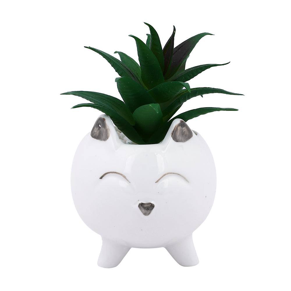 White 1 Pieces Succulent Artificial Plant With Pot