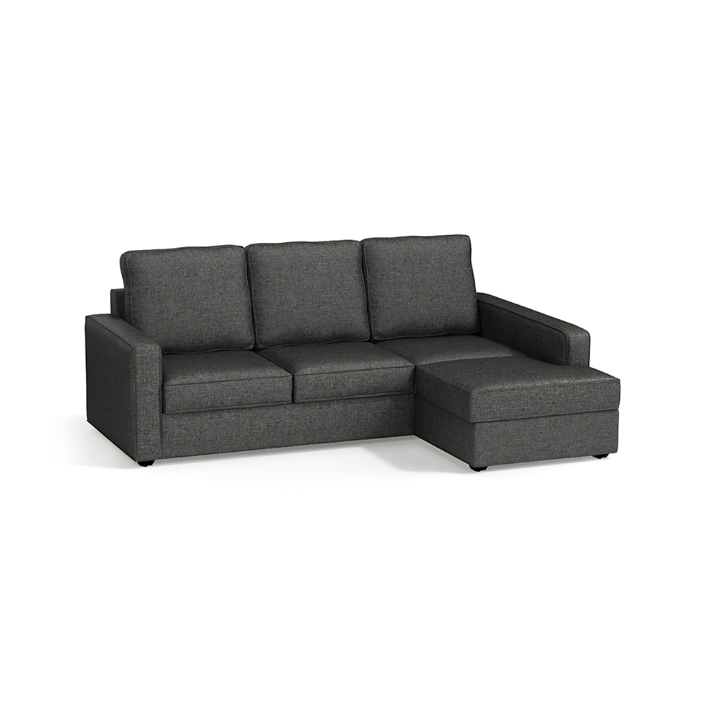 Apollo Compact Sofa (Colour : Steel, Cushion : Hard, Back Type : High Back, Seating Capacity : Right Aligned 2 Seater + Right Aligned Chaise + Ottoman) - Urban Ladder