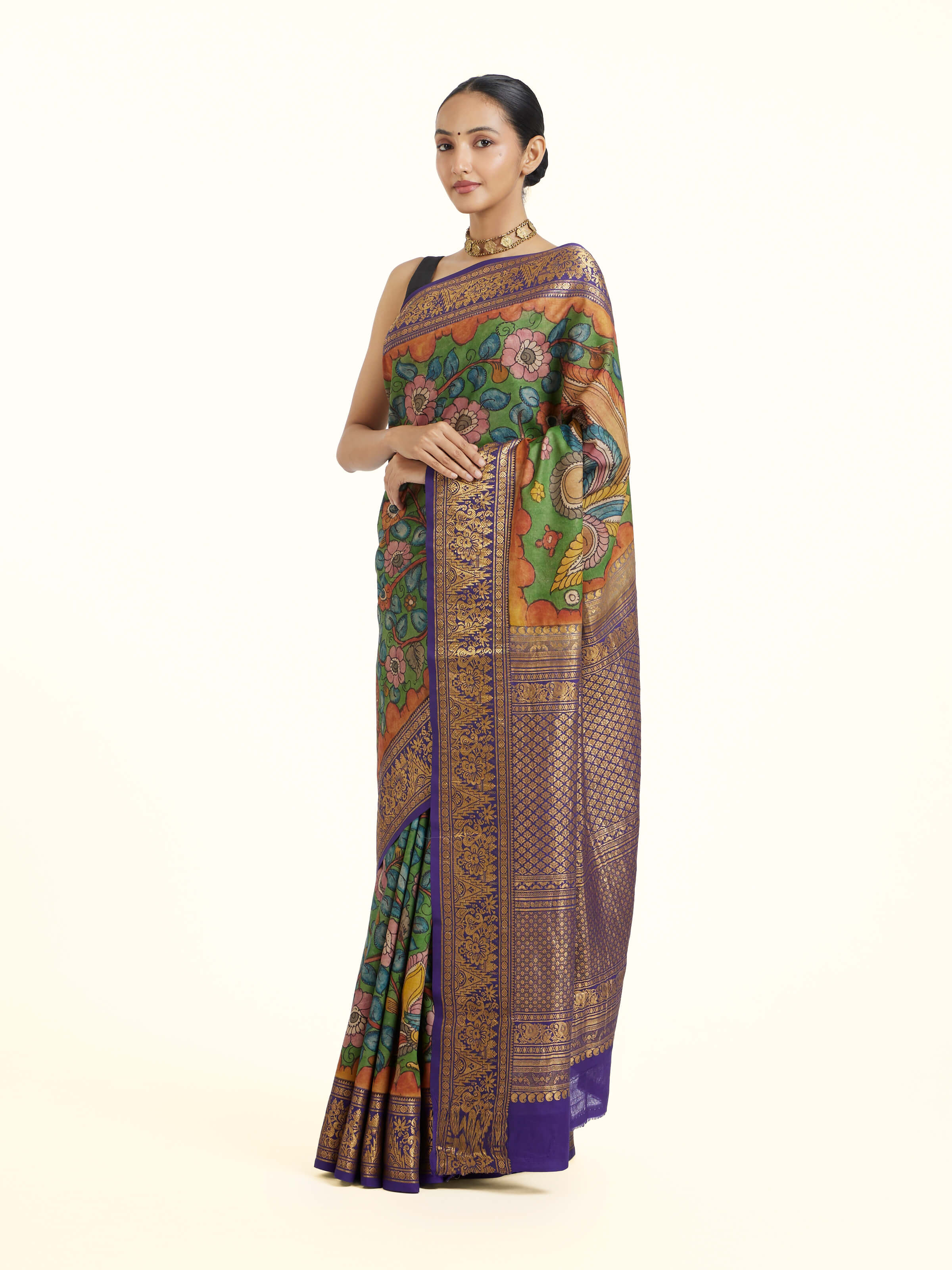 Kalamkari Kanchi Silk Saree