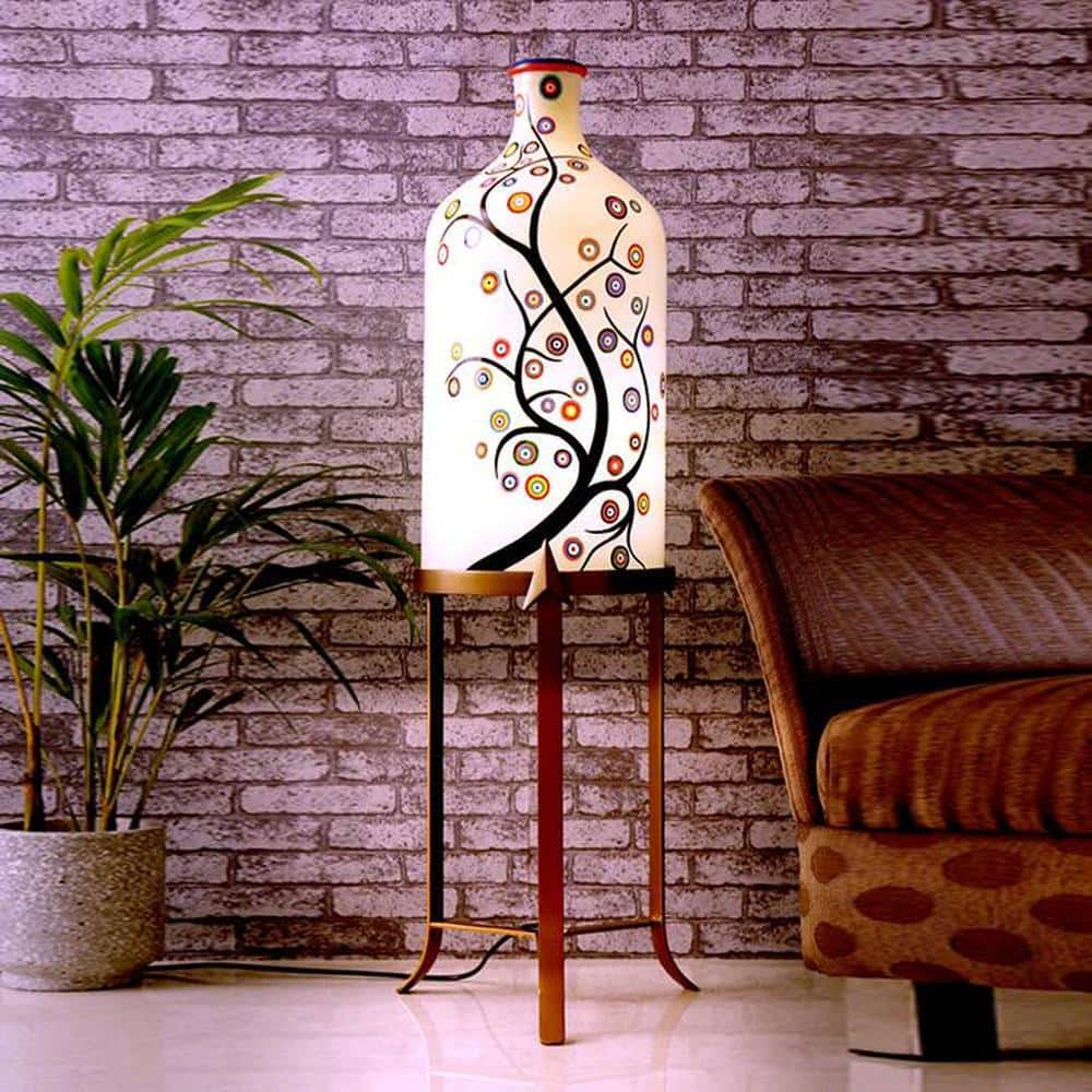 Nellie White Glass Shade Floor Lamp With White Metal Base