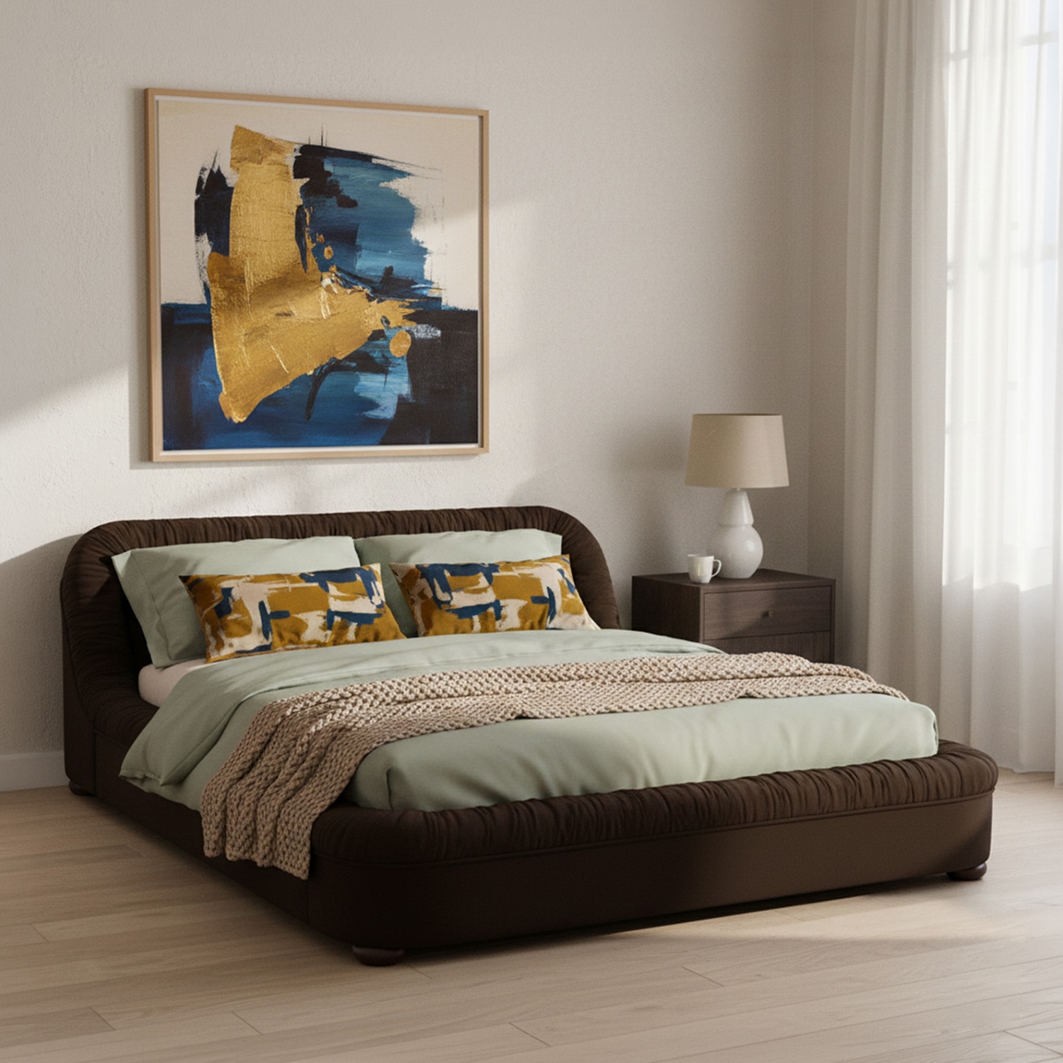 nestroots Casa Haven Relax King Size Bed in velvet With Engineered Hardwood Frame & Hydraulic Storage-picture-16