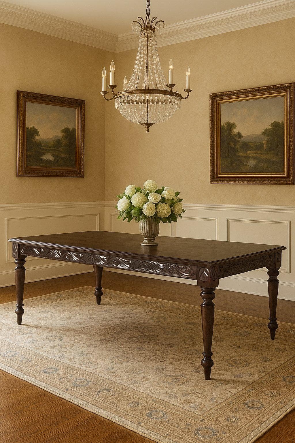 Carved Rosewood 6-seater Dining Table