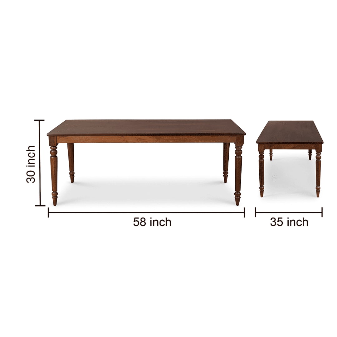 Globally Indian Sheesham Wood 6 Seater Dining Table Set With 6 Seater Cushioned Chairs -Straight Line Backrest