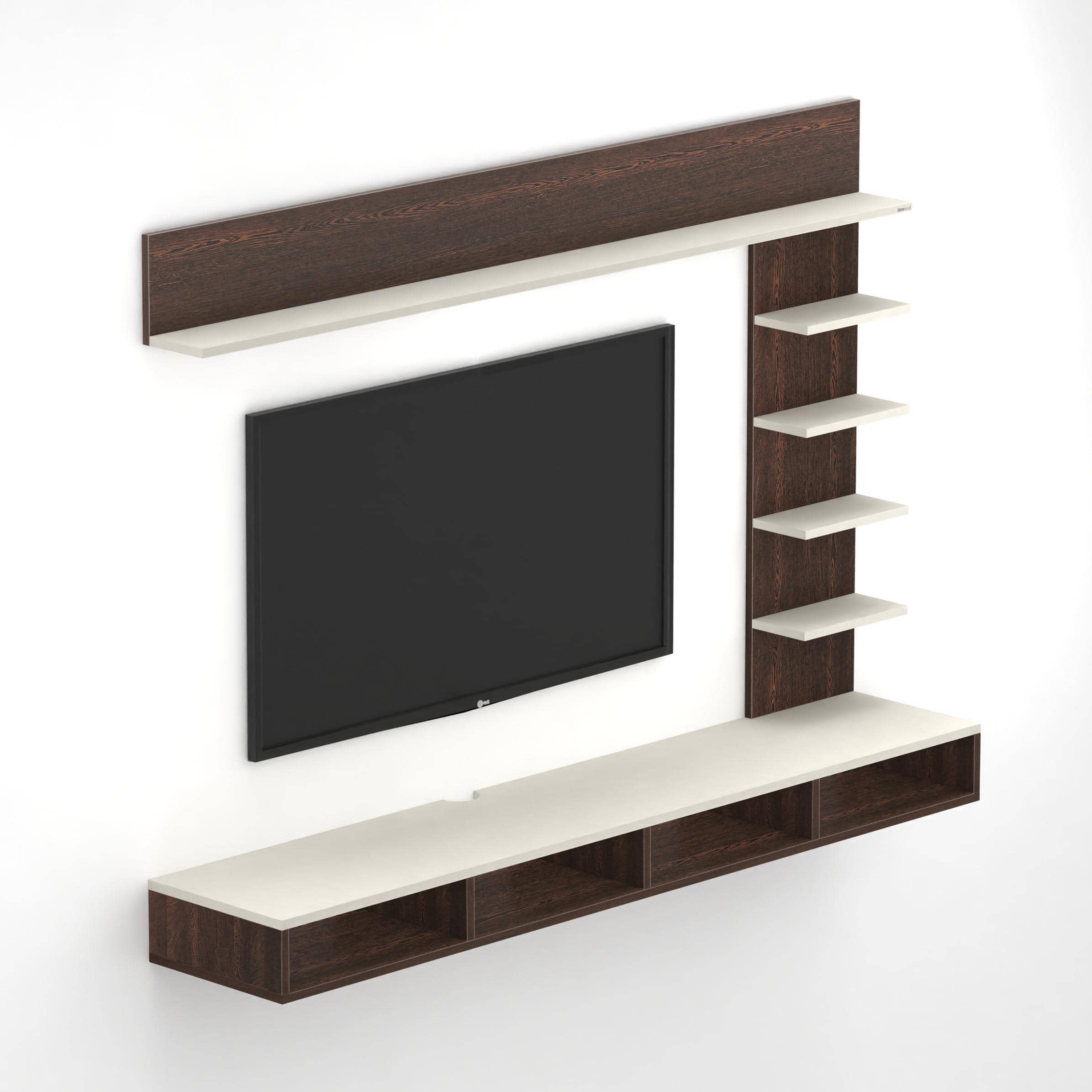 Primax Plus Large Engineering Wood Wall Mount Tv Unit In Wenge & White Finish