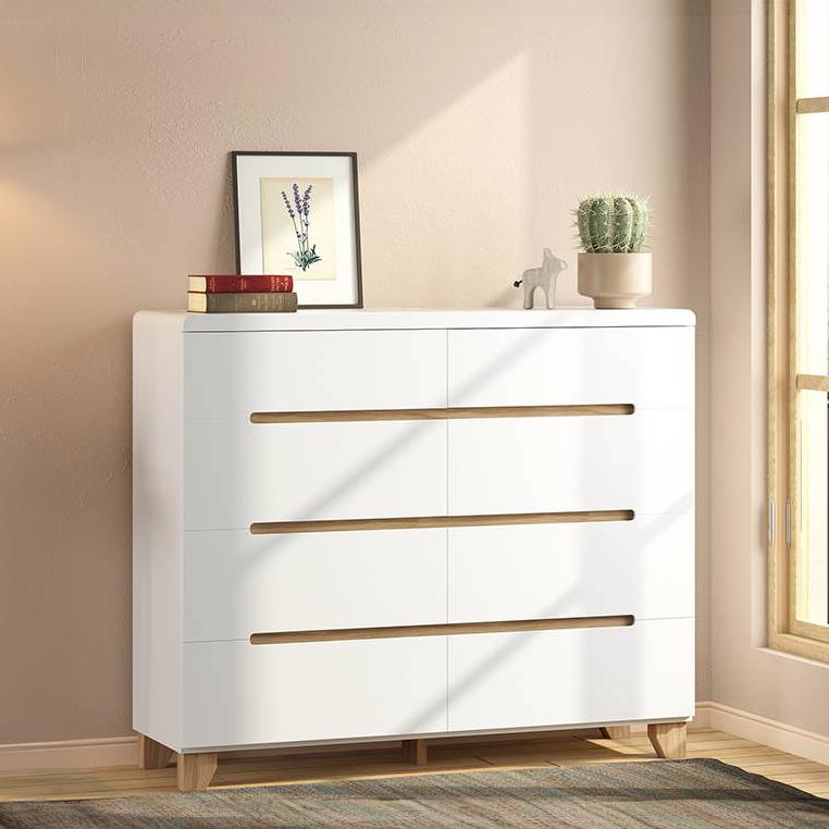Oslo Engineered Wood Chest of 8 Drawers in White Finish