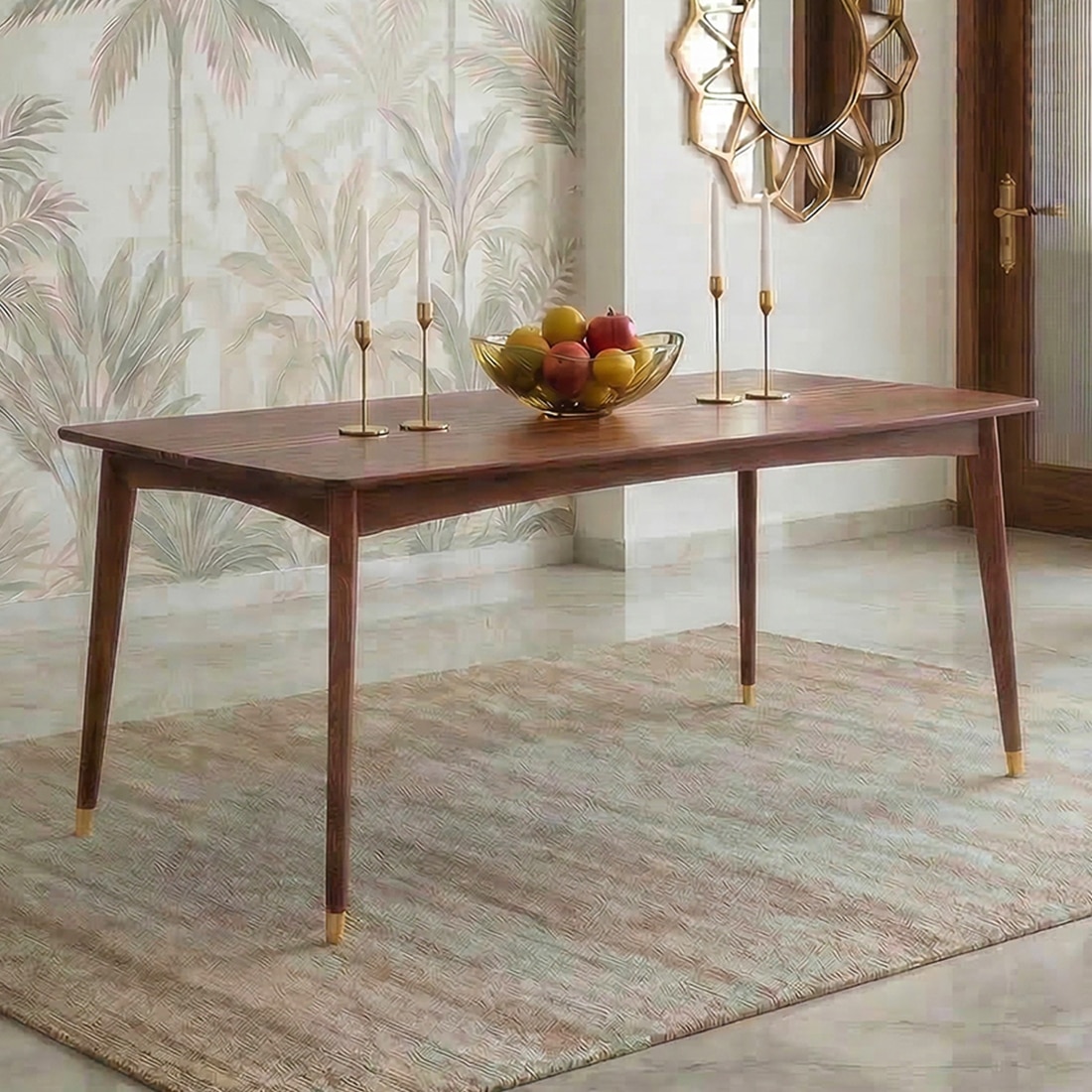 Saar Teak Wood 6 Seater Compact Dining Table In Espresso Teak Finish