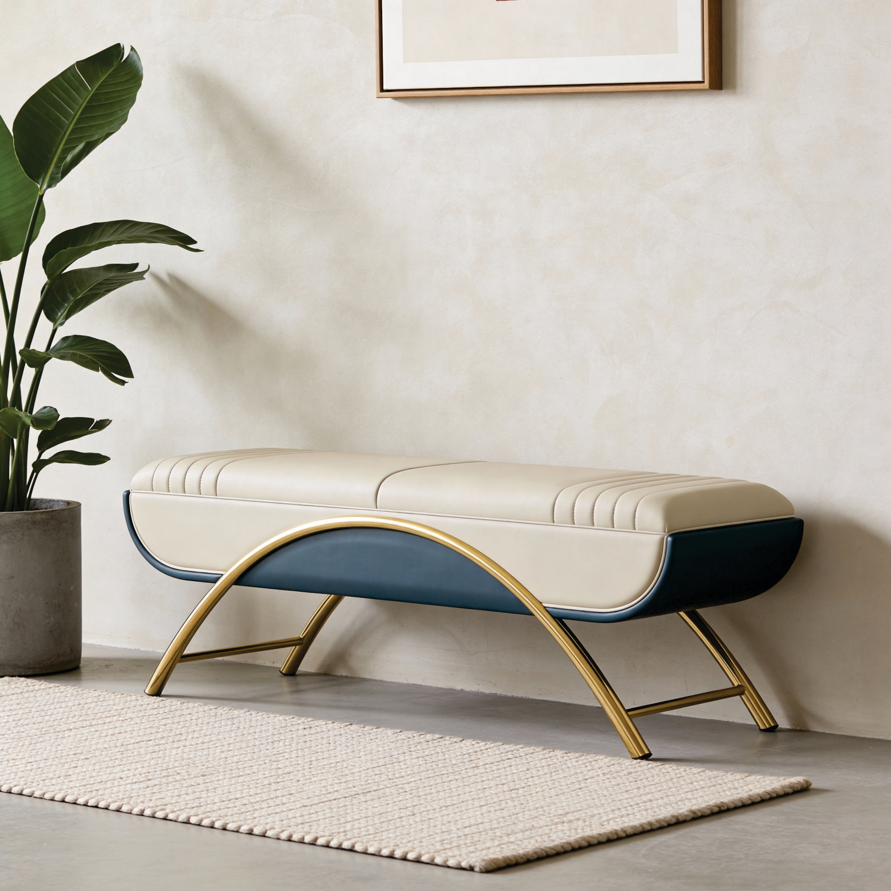 The Soho Cradle Metal Bench in White Finish - Handicrafts Town