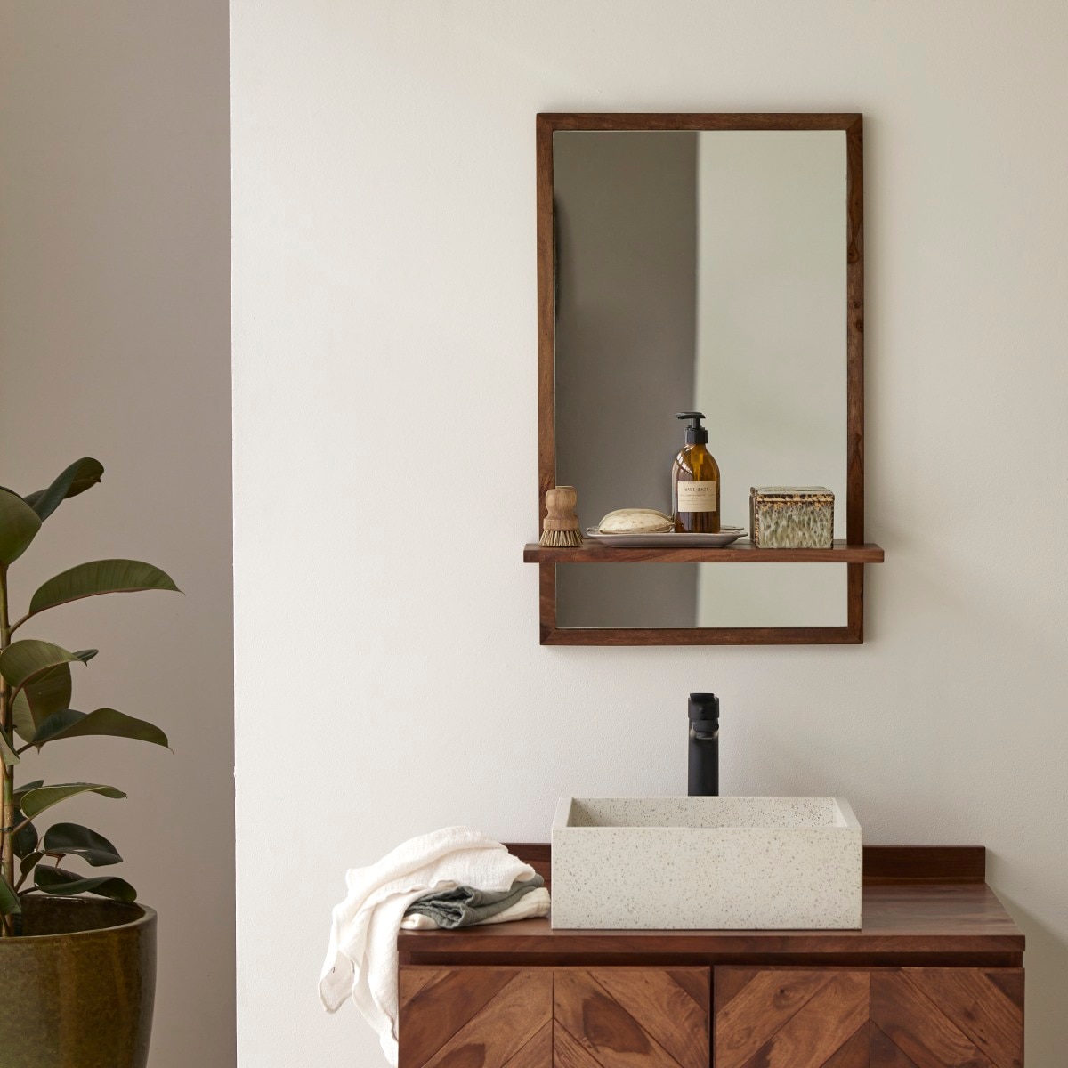 Crystal Solid Wood Mirror In Provincial Teak 50 x 70cm