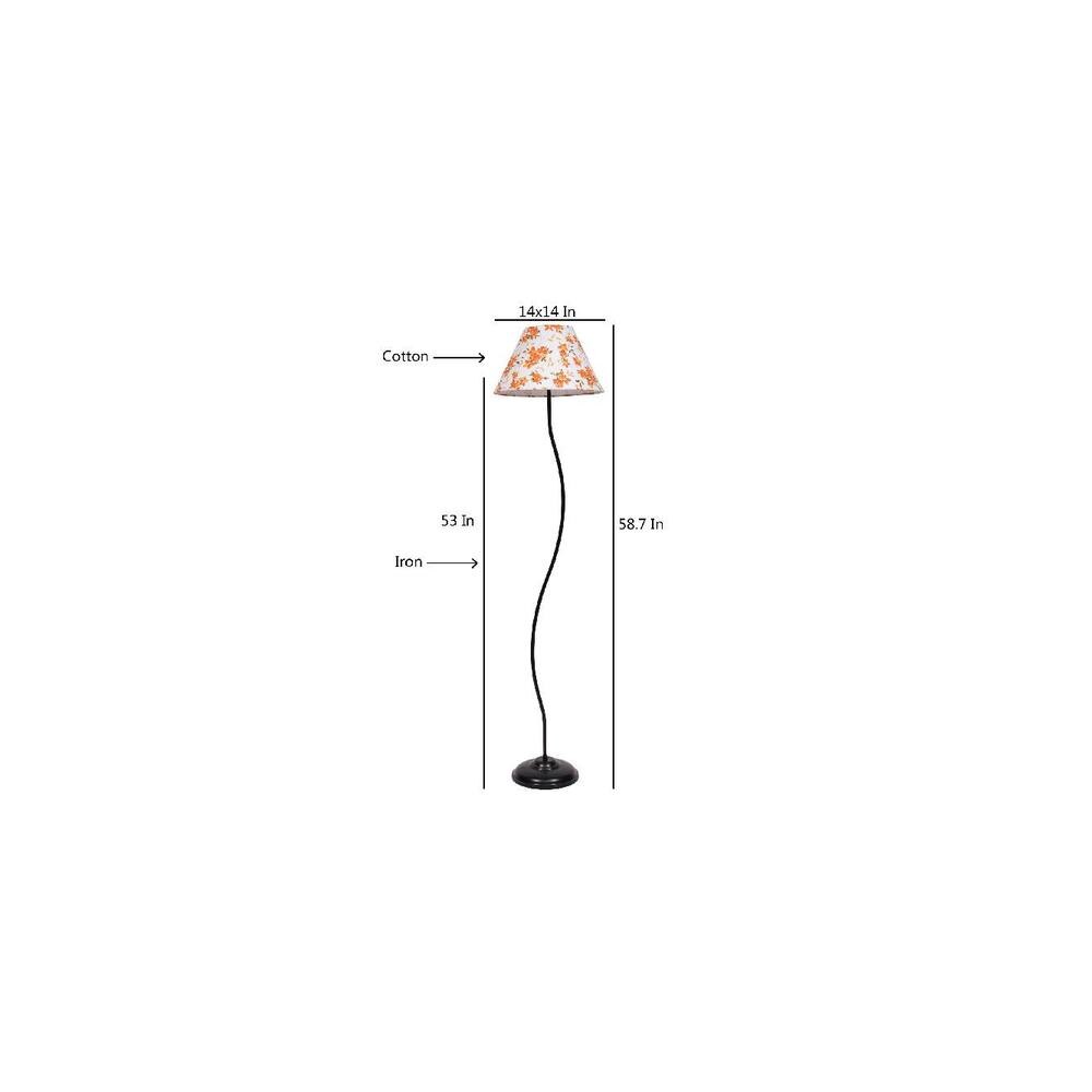August Multicolour Fabric Floor Lamp with Black Iron Base