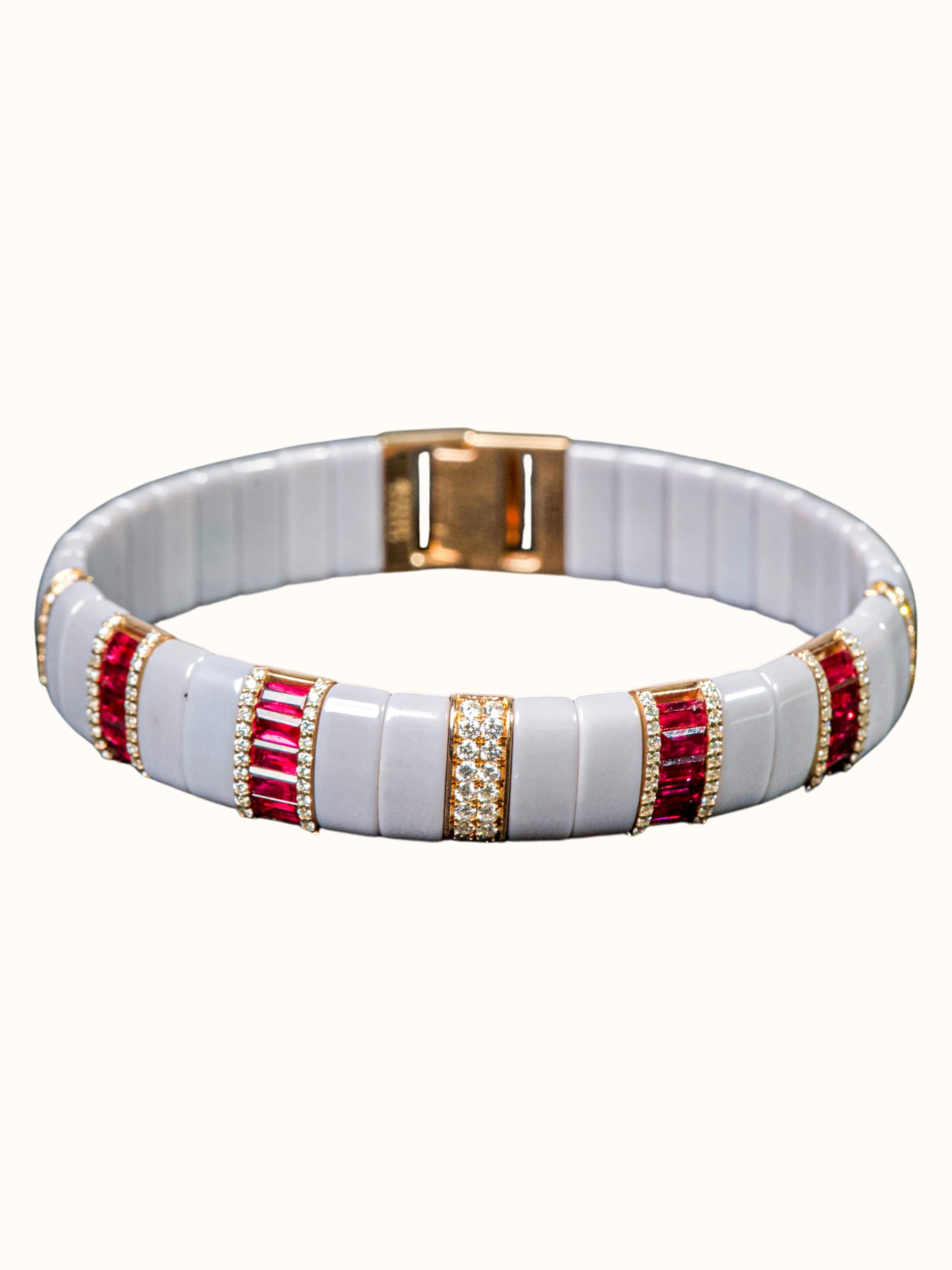 Ruby Diamond 14 Karat Rose Gold Bracelet