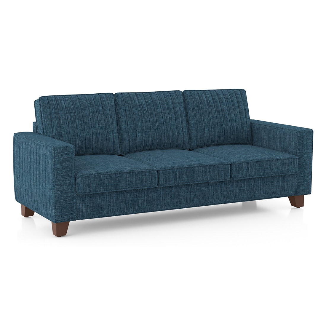 Apollo Neo 3 Seater Fabric Sofa in Indigo Blue Colour (Back Height : Regular, Cushion Type : Hard)