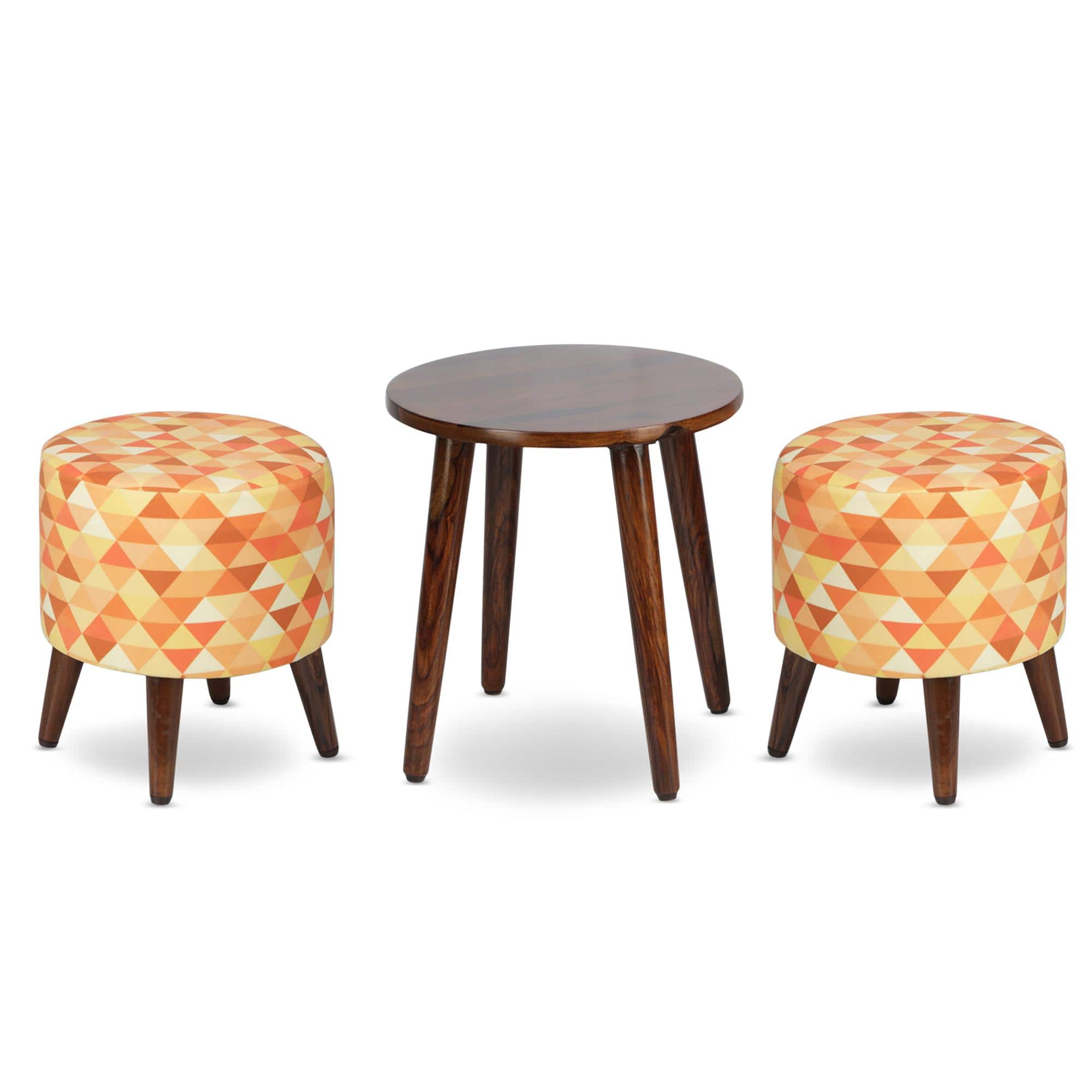 Cassian Solid Wood  Ottomon in  Yellow Colour