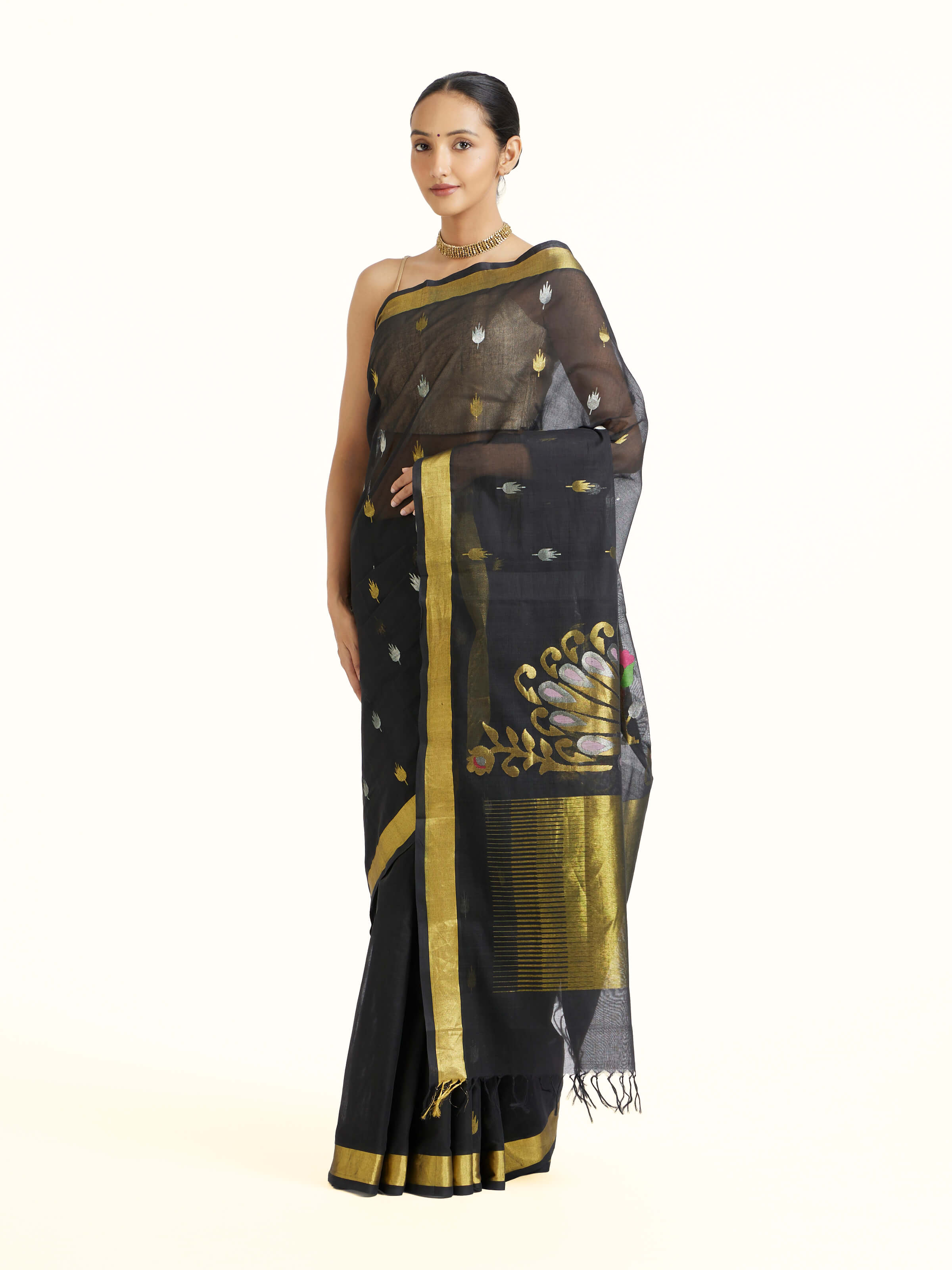 Black Cotton Venkatagiri Saree