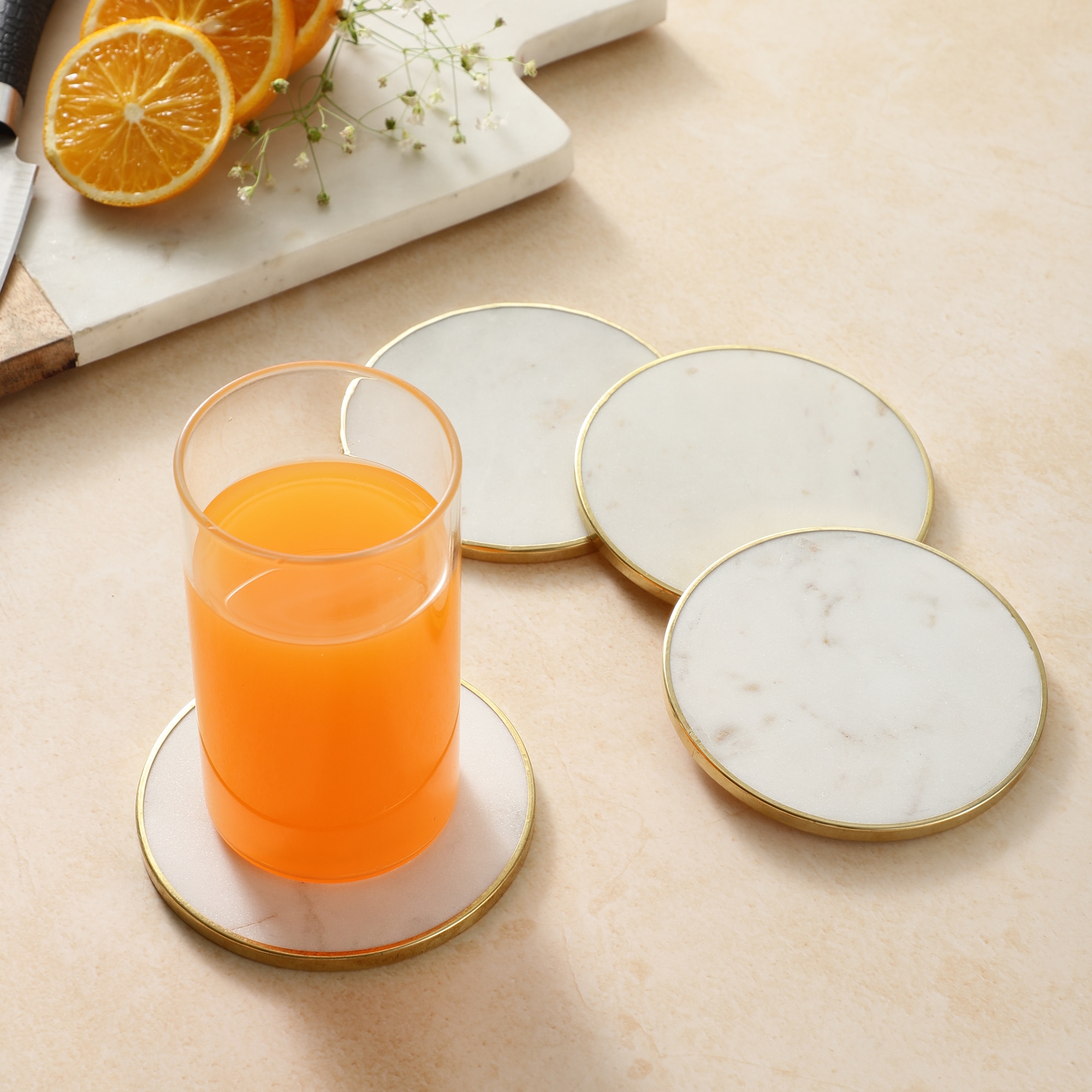Timeless Elegance Marble Coaster Set of 2