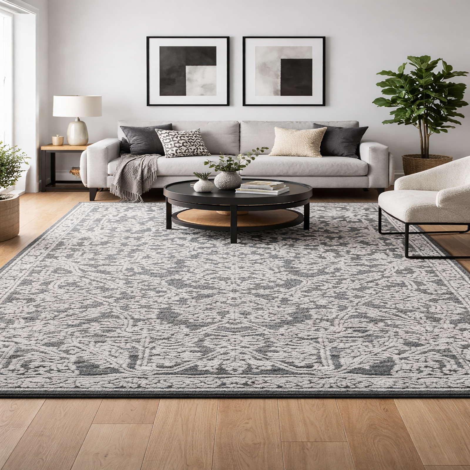 Regal Vine Wool Rectangle Carpets Hand Tufted in Ivory Colour - The Woven Legacy