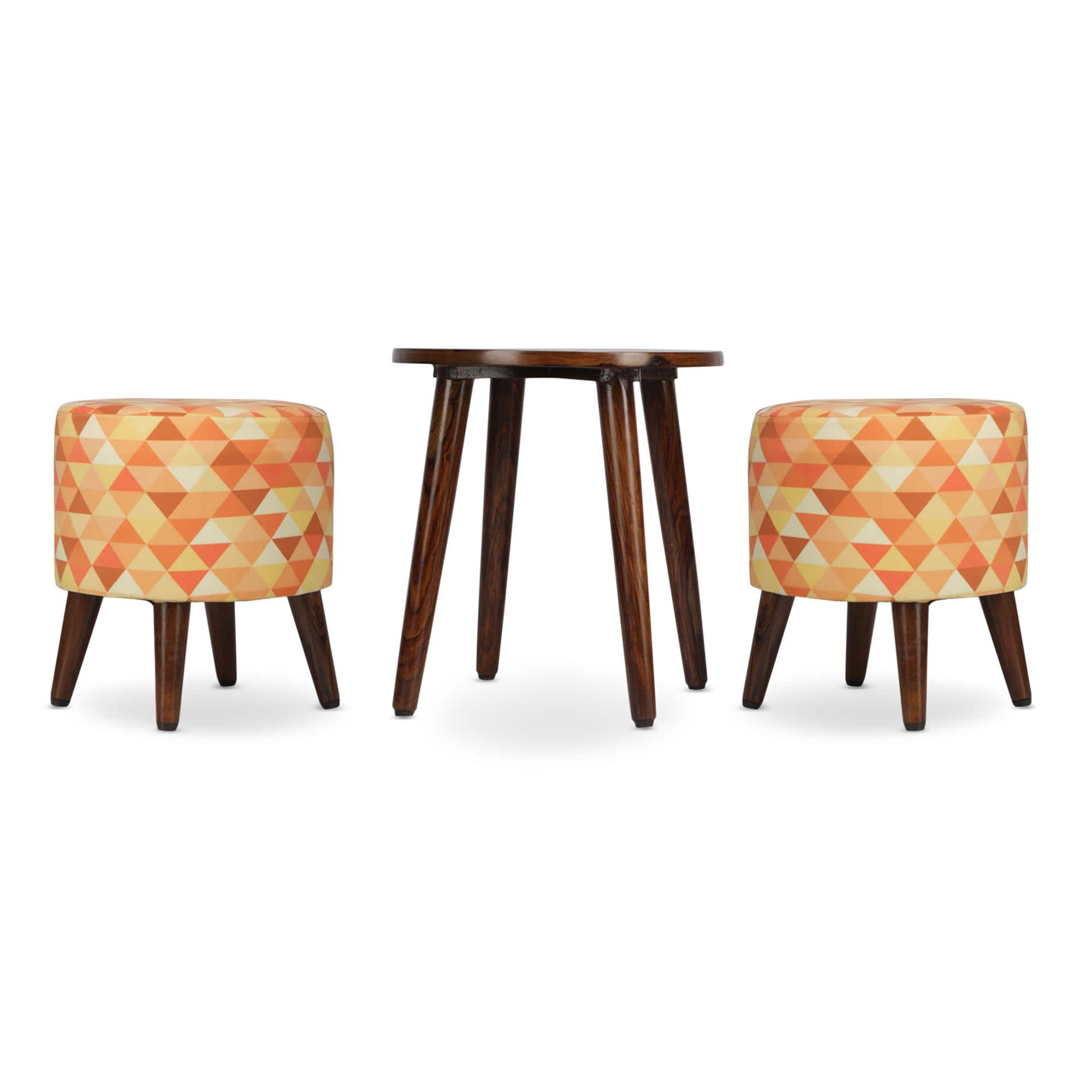 Cassian Solid Wood  Ottomon in  Yellow Colour