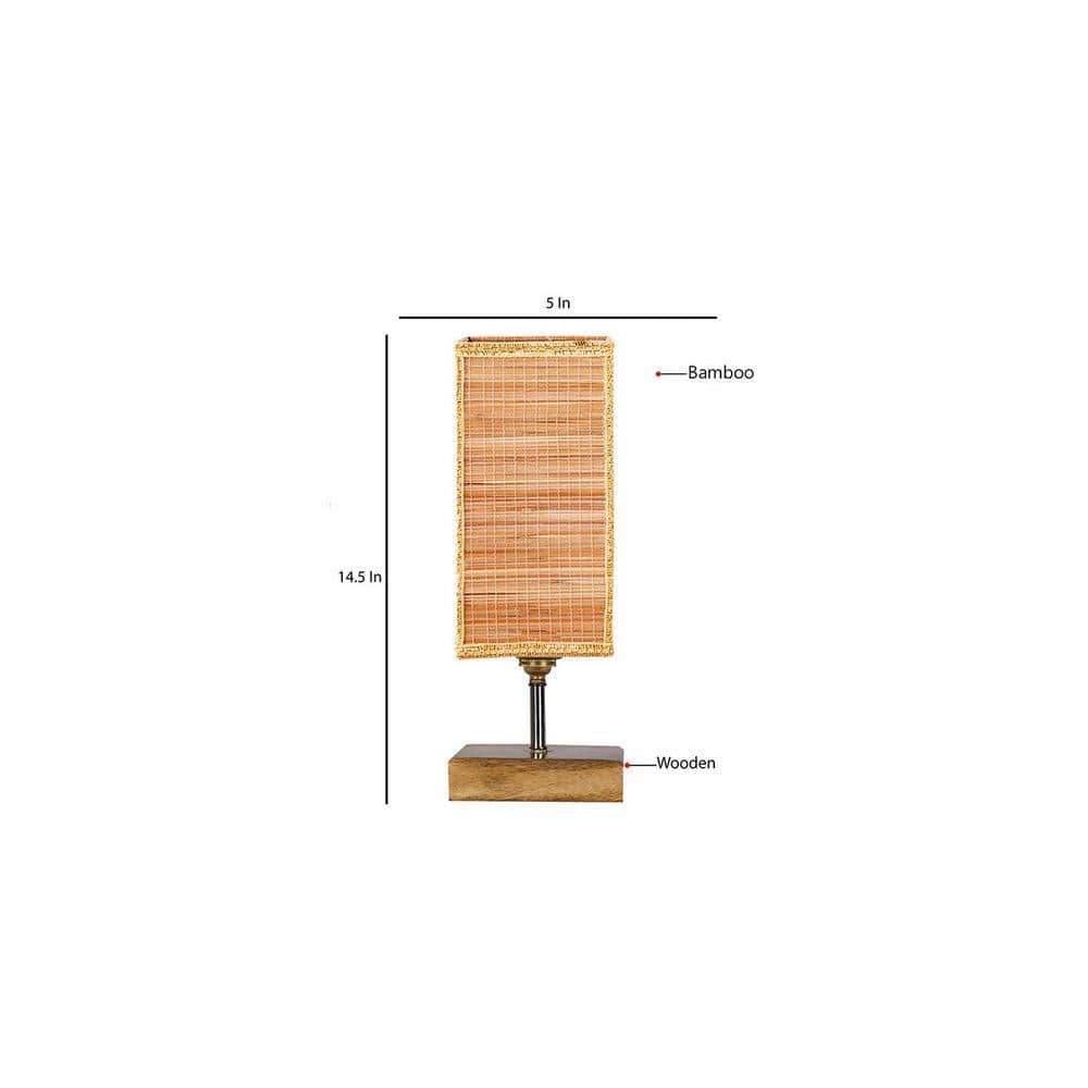 Eoin Square Bamboo Table lamp with Natural Wood Base