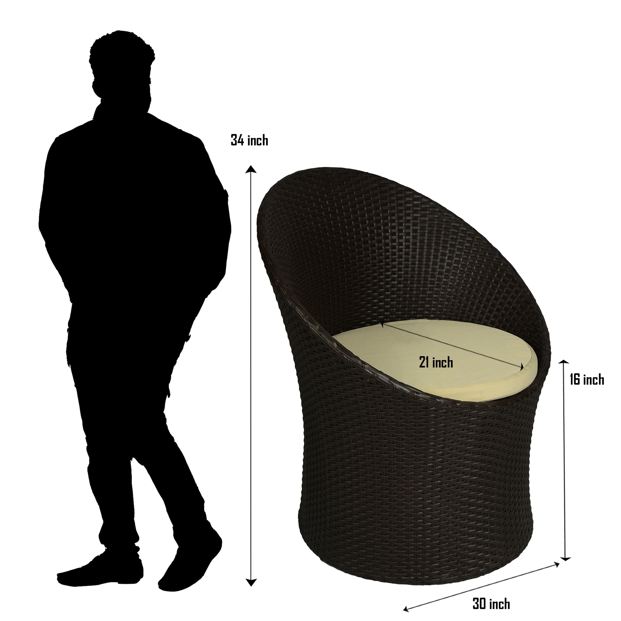 Sydney Wicker Table And Chair Set In Brown Dual Tone Finish