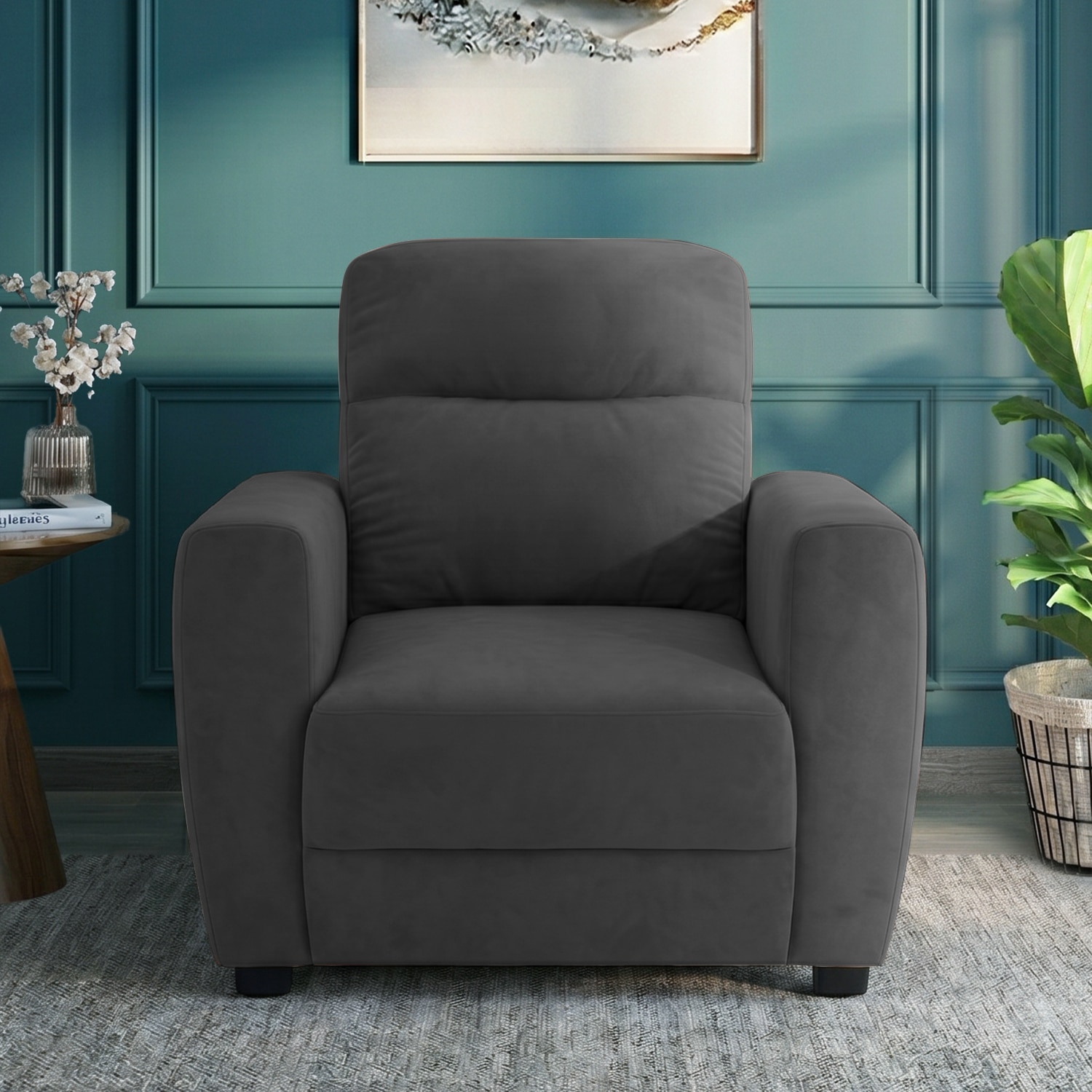 Alvaro Velvet 1 Seater Sofa Dark Grey Color - Home Lifestylez