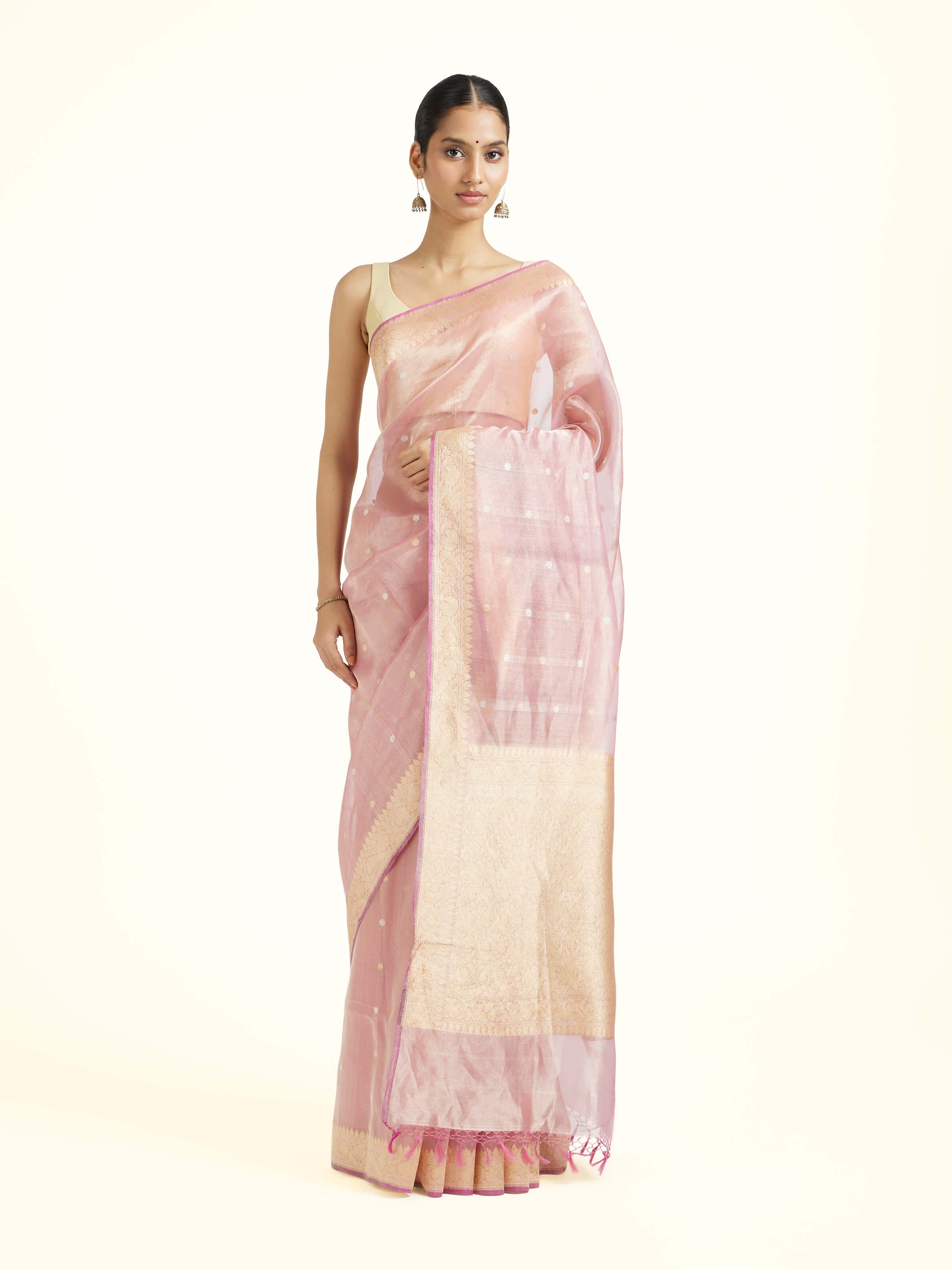 Pink Tissue Silk Banarasi Saree