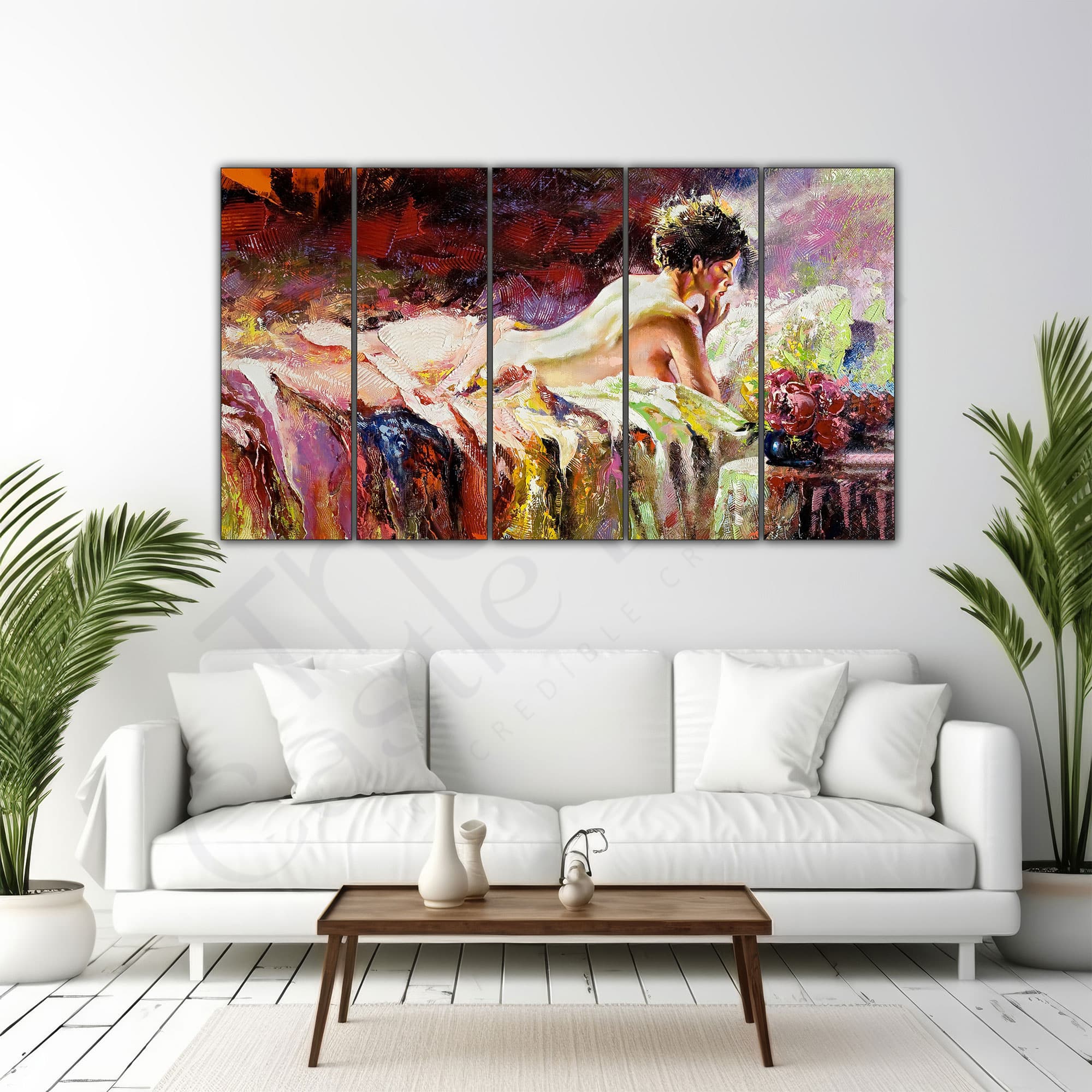 The Castle Decor Abstract Art Wall Painting Wooden Framed Digital Painting 27x48 Inch (Style 27) - The Castle Decor