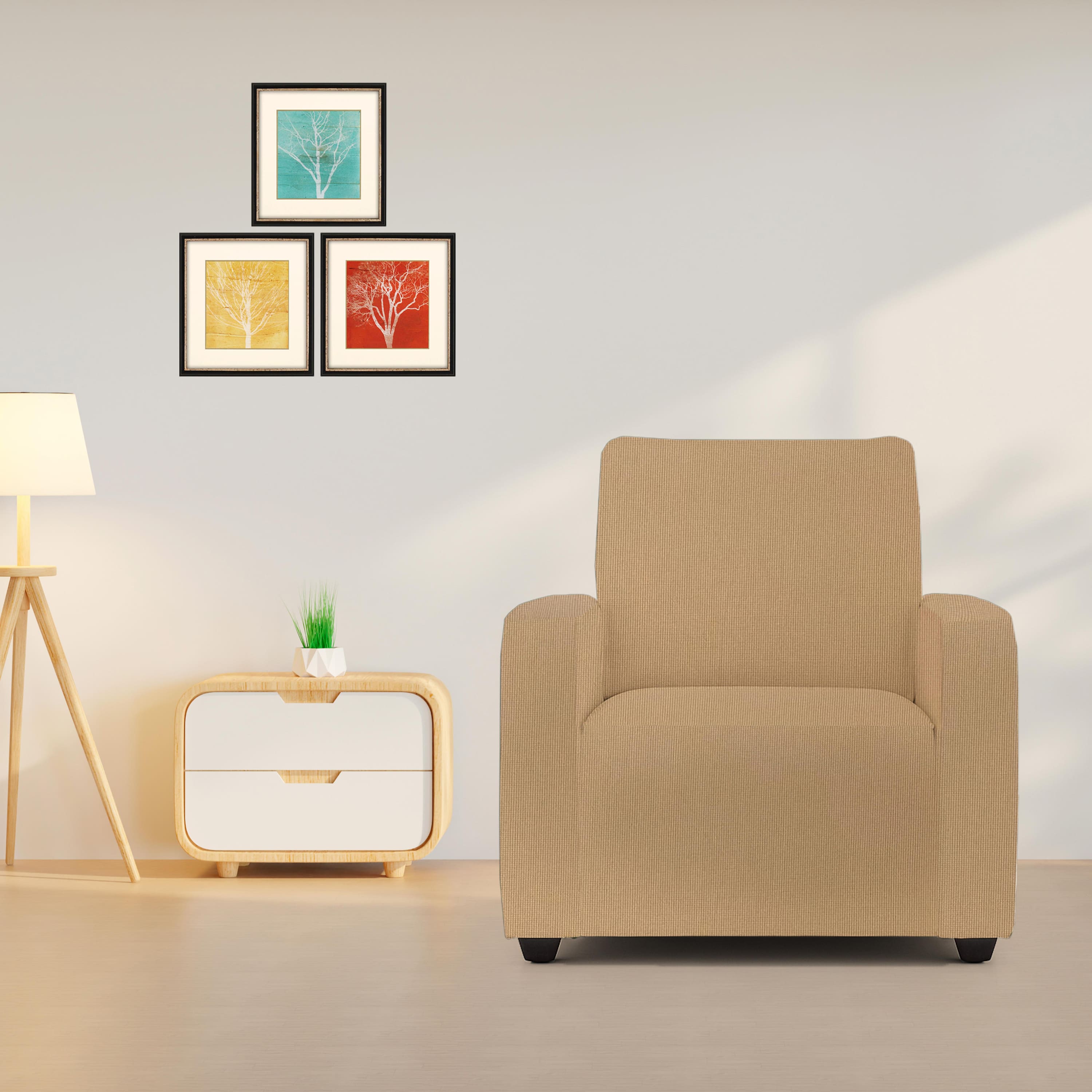 1 Seater Golden Sofa Cover