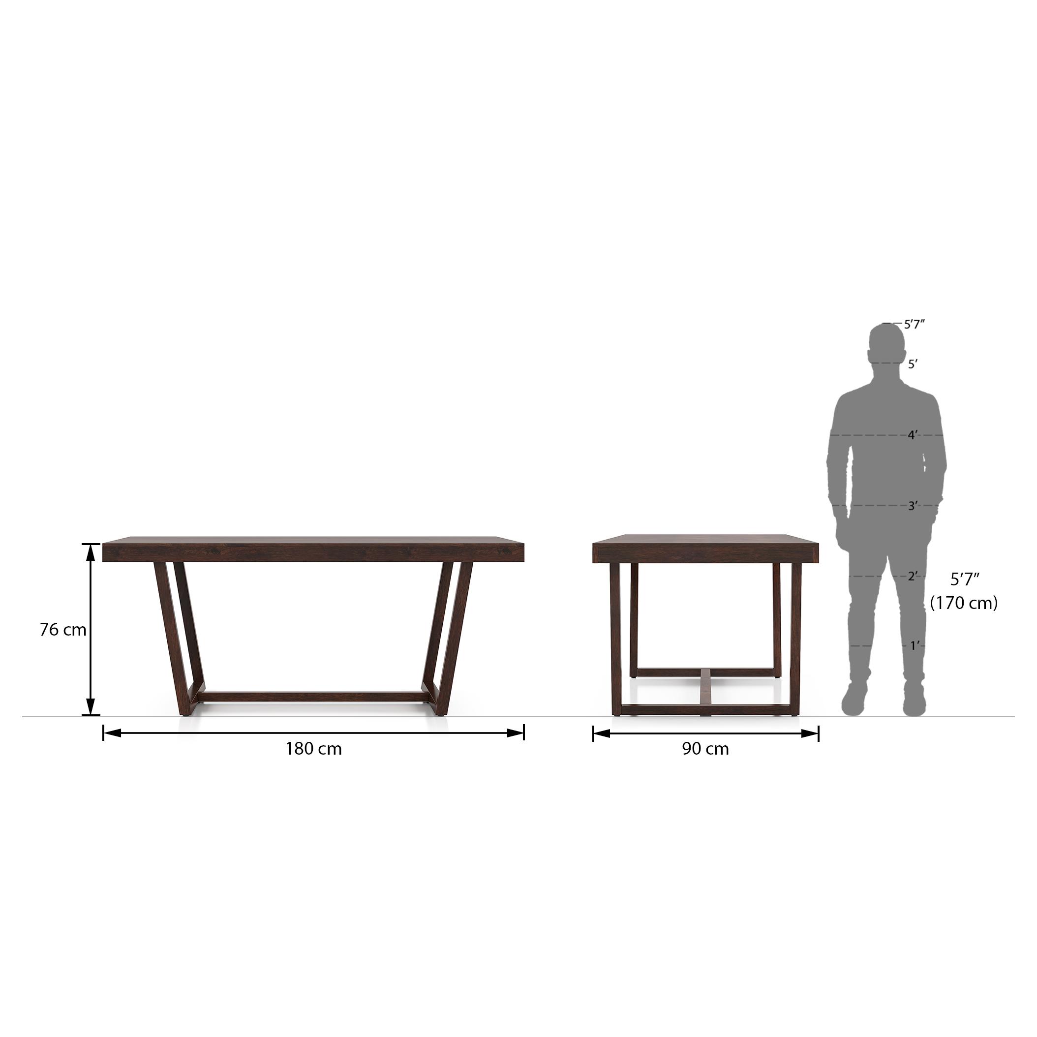 Caprica 6 Seater Dining Table In Mango Walnut Finish
