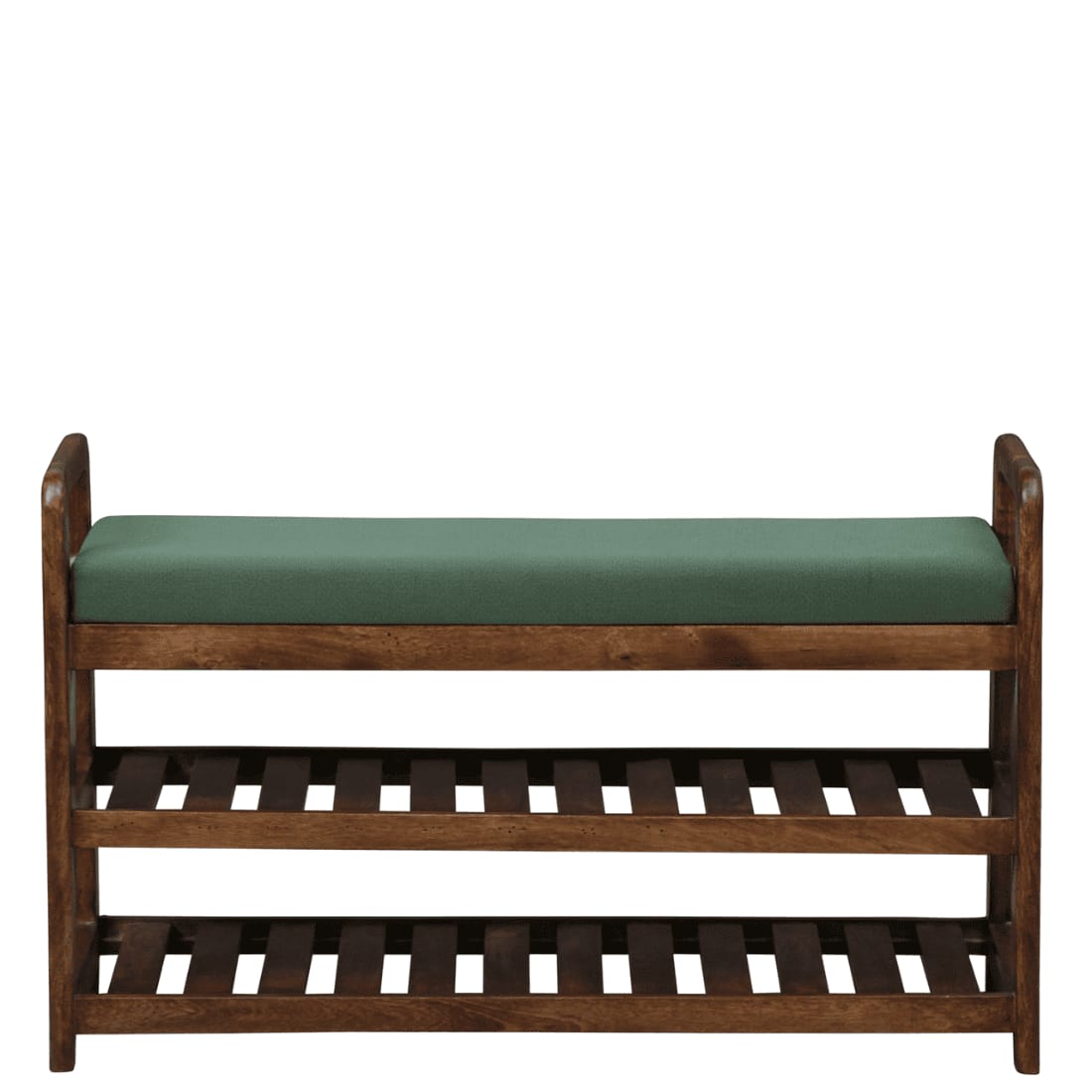 Halden Solid Wood Shoe Rack with Seating in Walnut Brown finish