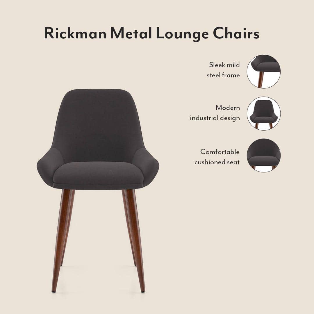 Atlas Crest Solid Wood 6 Seater Dining Table with 6 Rickman Lounge Chair