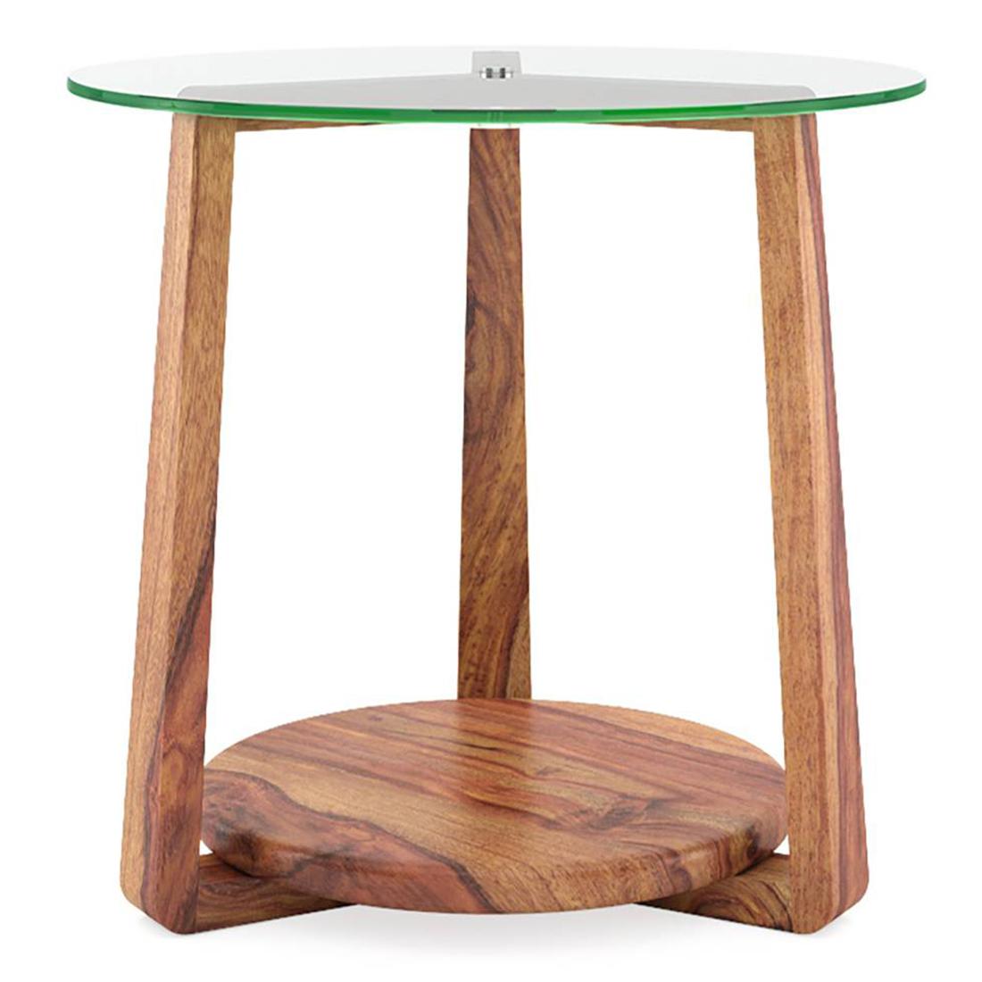 Jones Solid Wood Side Table in Teak Finish