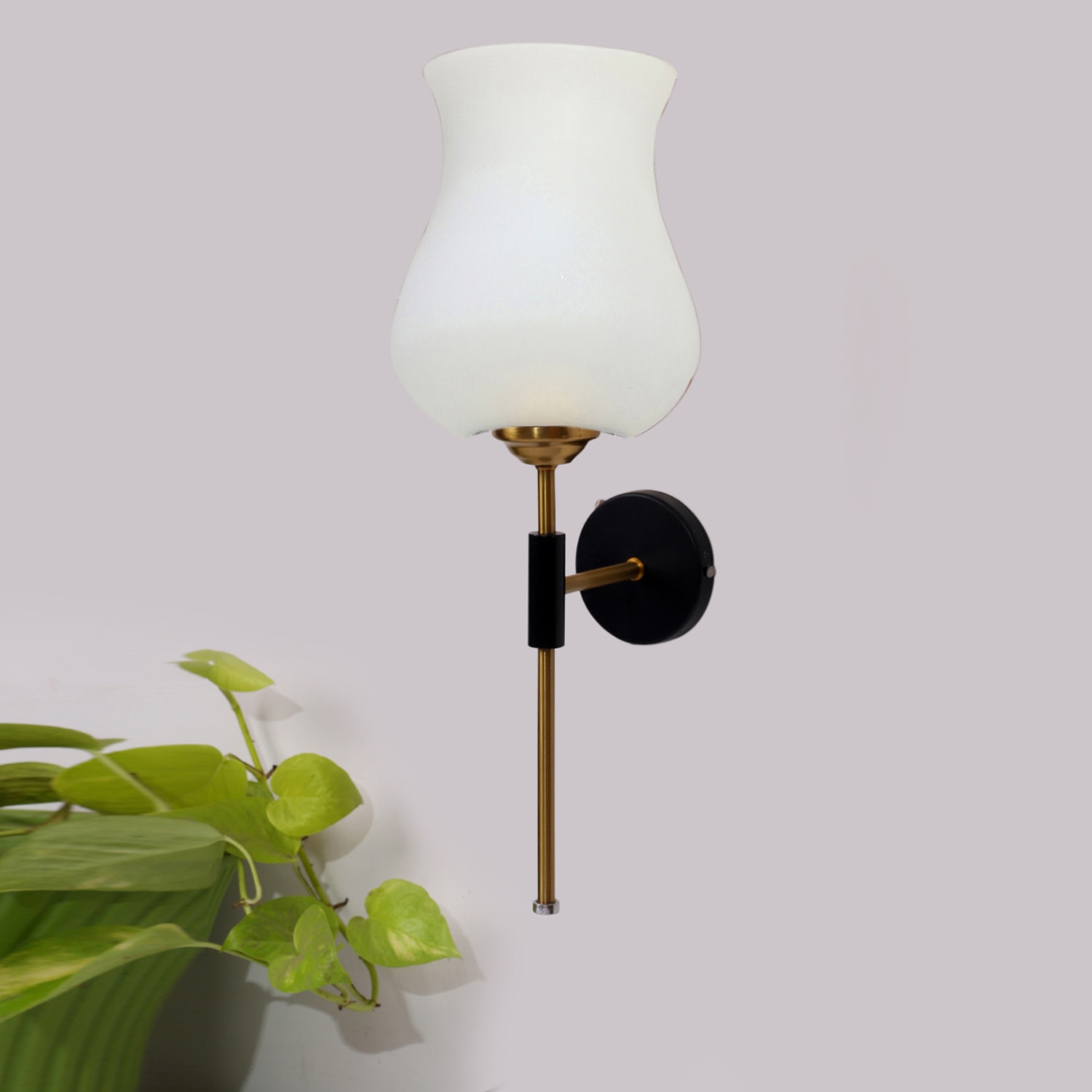 Devansh Metal Electric Wall Light in Black Colour with White Shade Count of 1 Light - Devansh