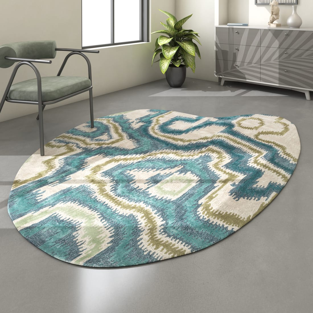 Jaipur Rugs Soft Abstract Viscose 6x8'7 Feet Capri & White Hand Tufted Rug Carpet