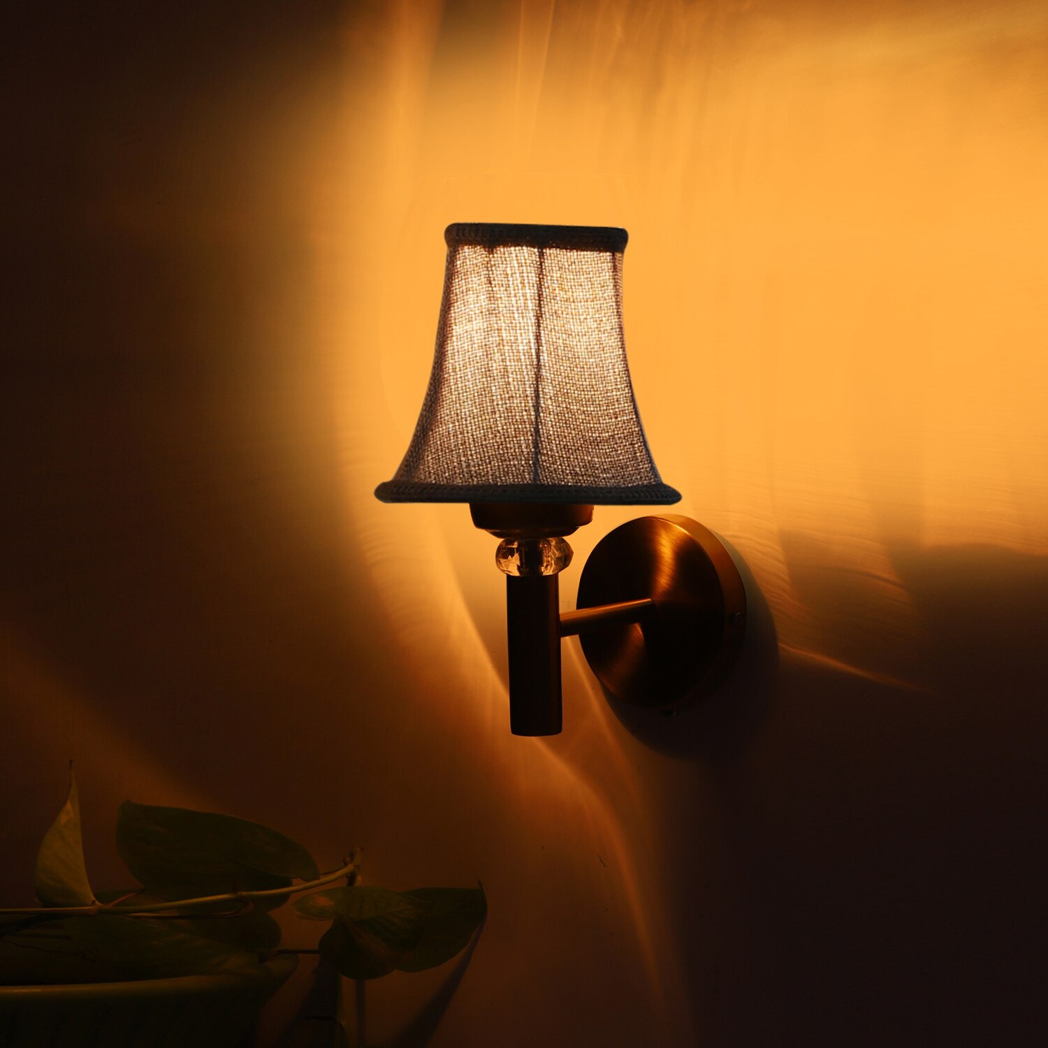 Devansh Gold Wall Mounted Lamp With Beige Jute Shade