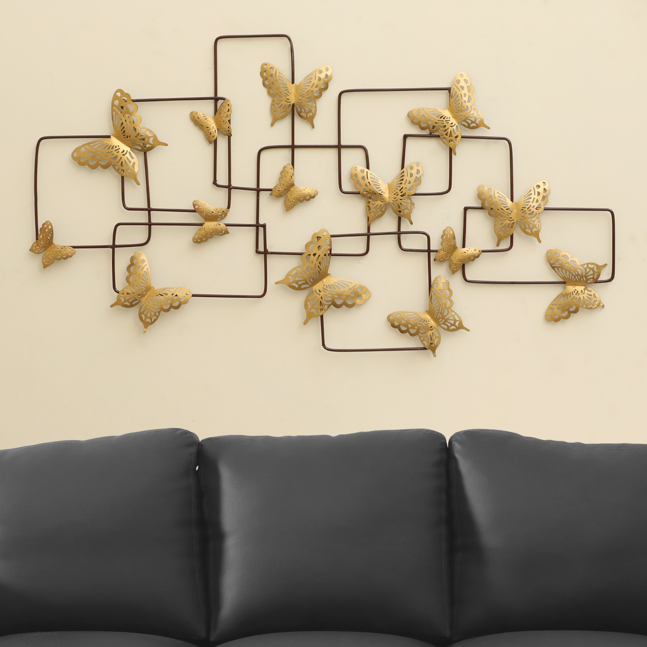 W-Linus Abstract Metal Wall Decor in Gold Set of 1 - Vedas Exports