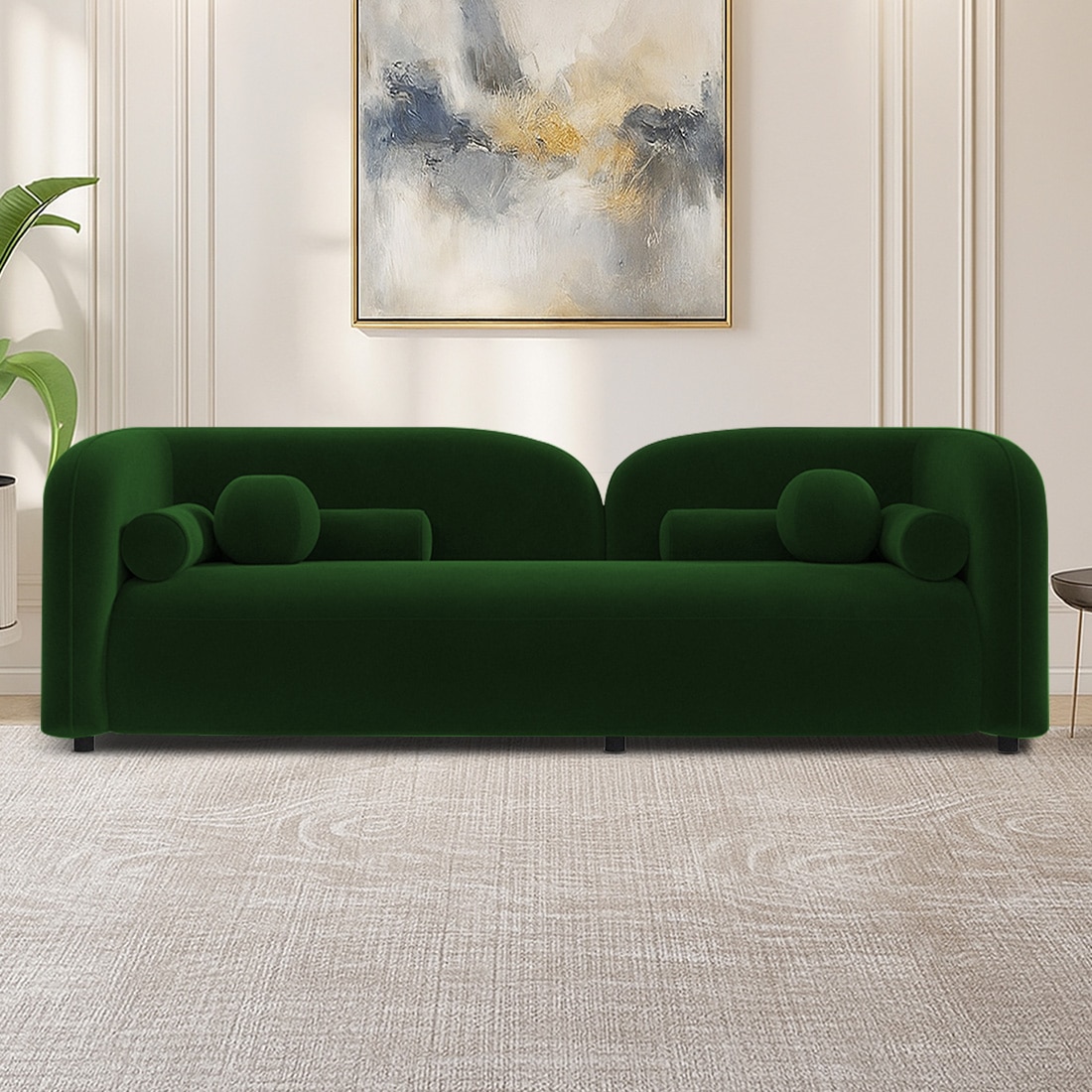 Homro Velvet 3 Seater Sofa in Green Colour - Home Lifestylez