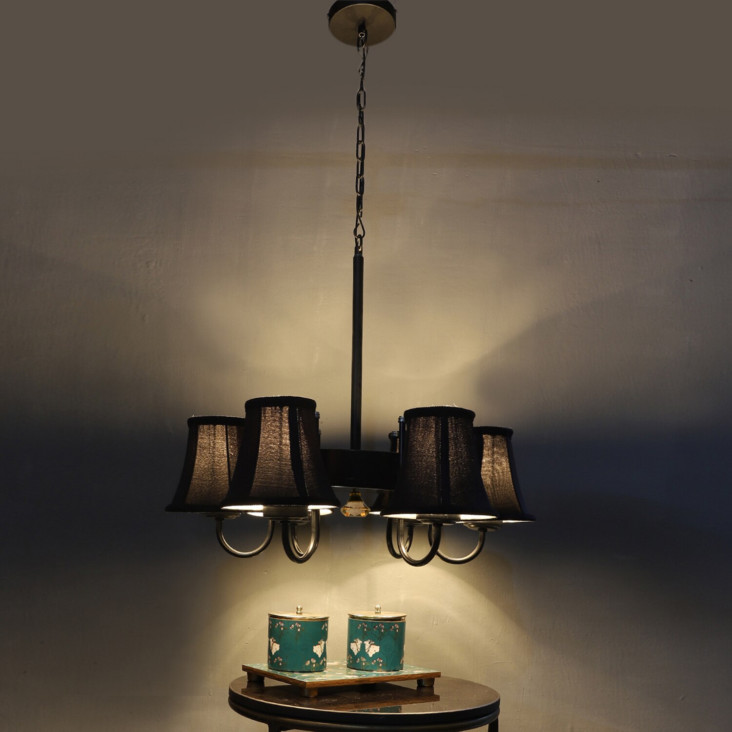 Devansh Dual Black Wallmounted Lamp With Cotton Off-White Shade