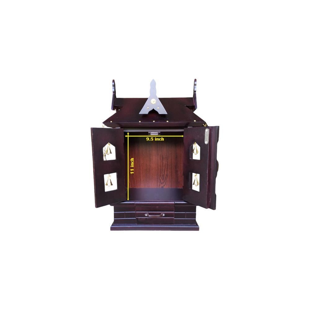 tanvi engineered wood prayer unit in mahagony finish