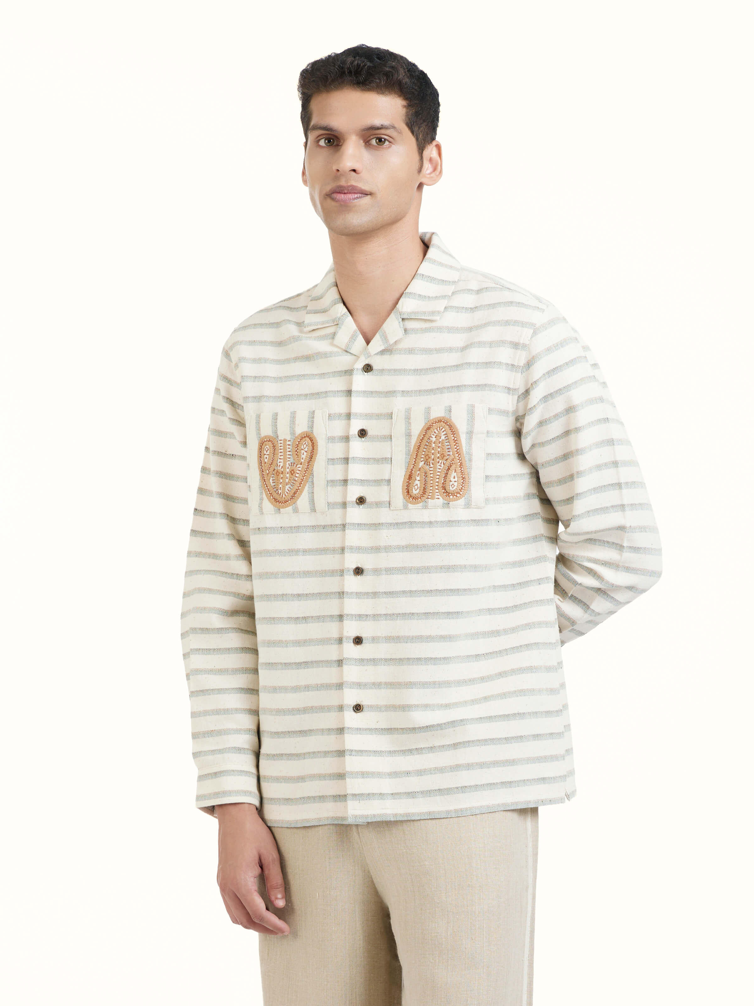 Ivory Kutchi Embroidered Shirt