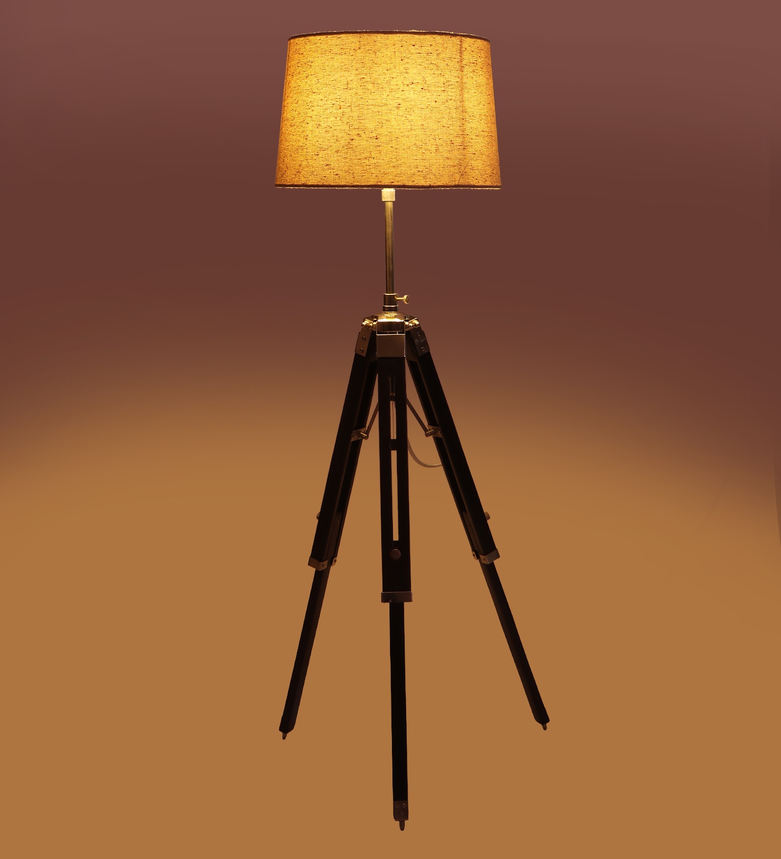 Black Dabbi Stand Floor Lamp in Beige Shade