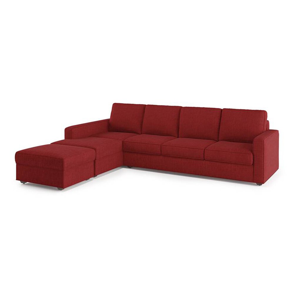 Apollo Compact Sofa (Colour : Salsa Red, Cushion : Hard, Back Type : Regular, Seating Capacity : Left Aligned 2 Seater + Left Aligned Chaise)